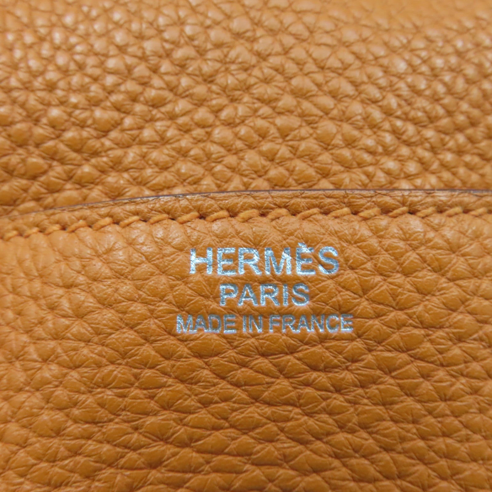 HERMES 【激減優惠】Clemence皮革Lindy 34 Shoulder Bag銀扣手挽肩背兩用袋Orange/橙色