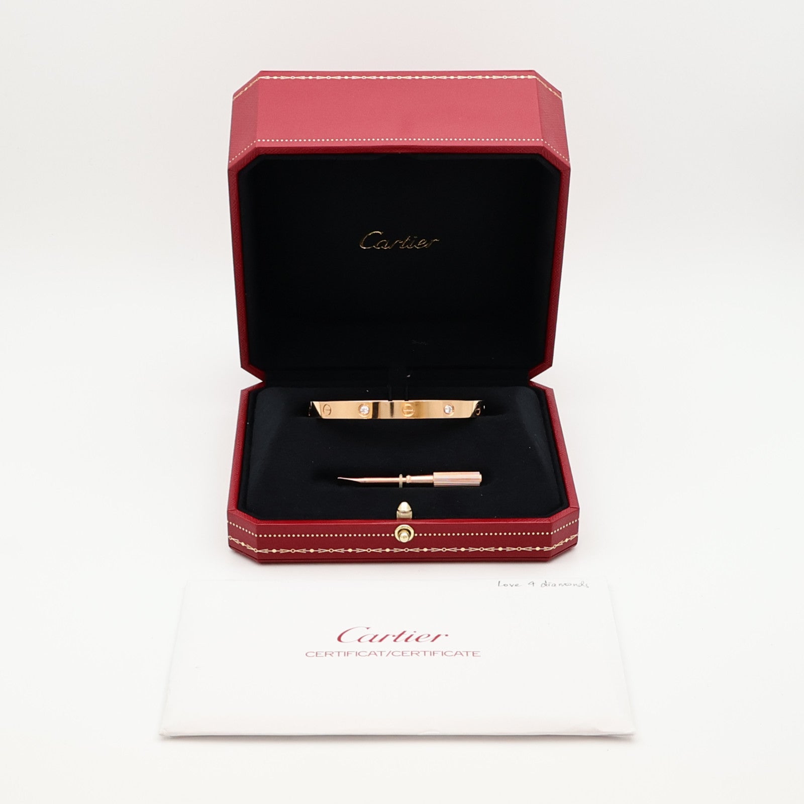 CARTIER 18K玫瑰金Love Bangle 4P Diamonds鑽石手鐲
