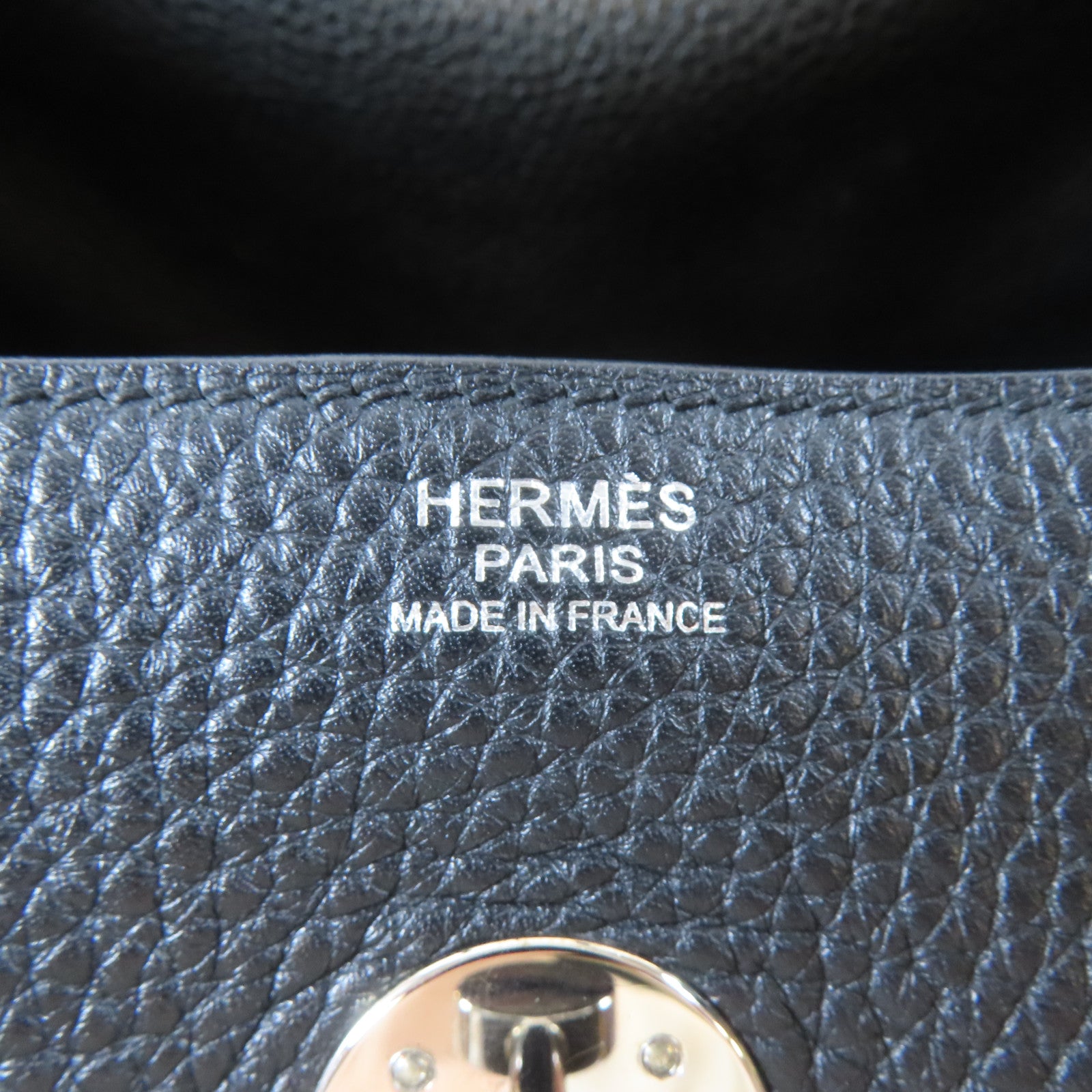 HERMES Clemence皮革Lindy 34銀扣手挽肩背兩用袋黑色