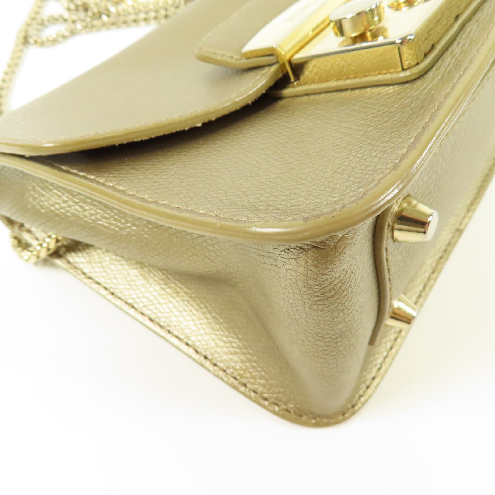 Furla 【激減優惠】牛皮皮革Chain Shoulder金扣鏈帶肩背袋