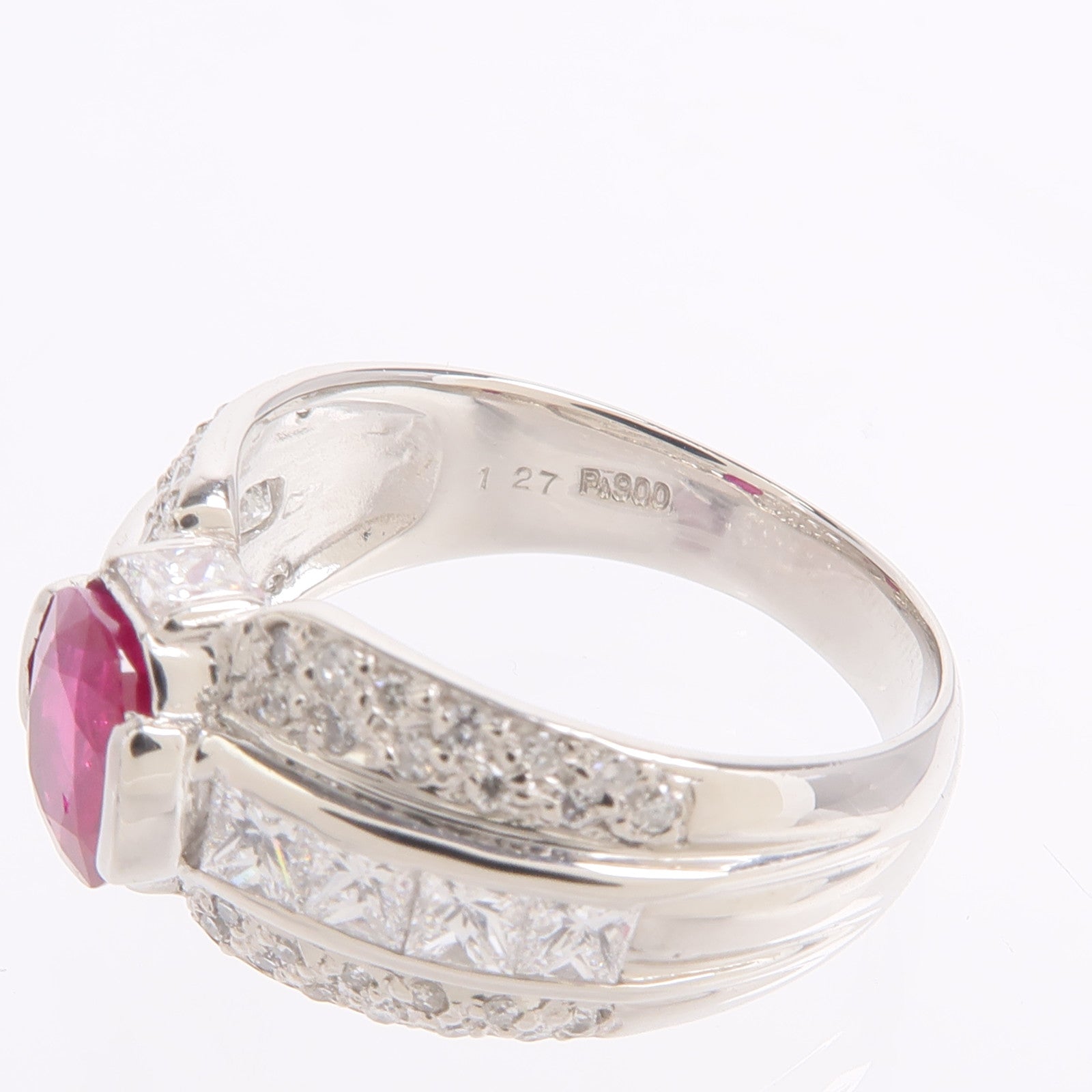 JEWELRY PT900鉑金Ruby Diamond Ring紅寶石鑽石戒指
