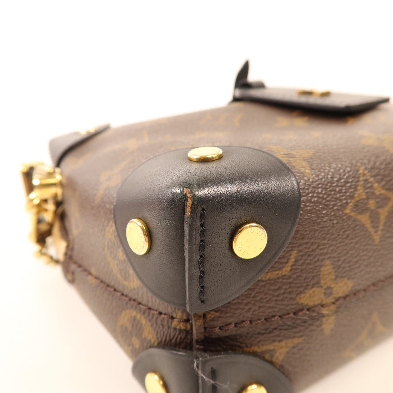LOUIS VUITTON Monogram Petite Malle Souple金扣手挽肩背兩用袋棕色