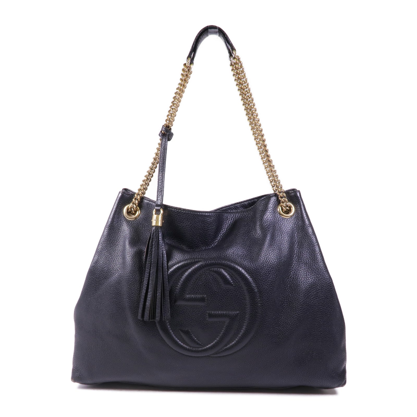 GUCCI 皮革Soho Large金扣鏈帶肩背袋/手挽袋