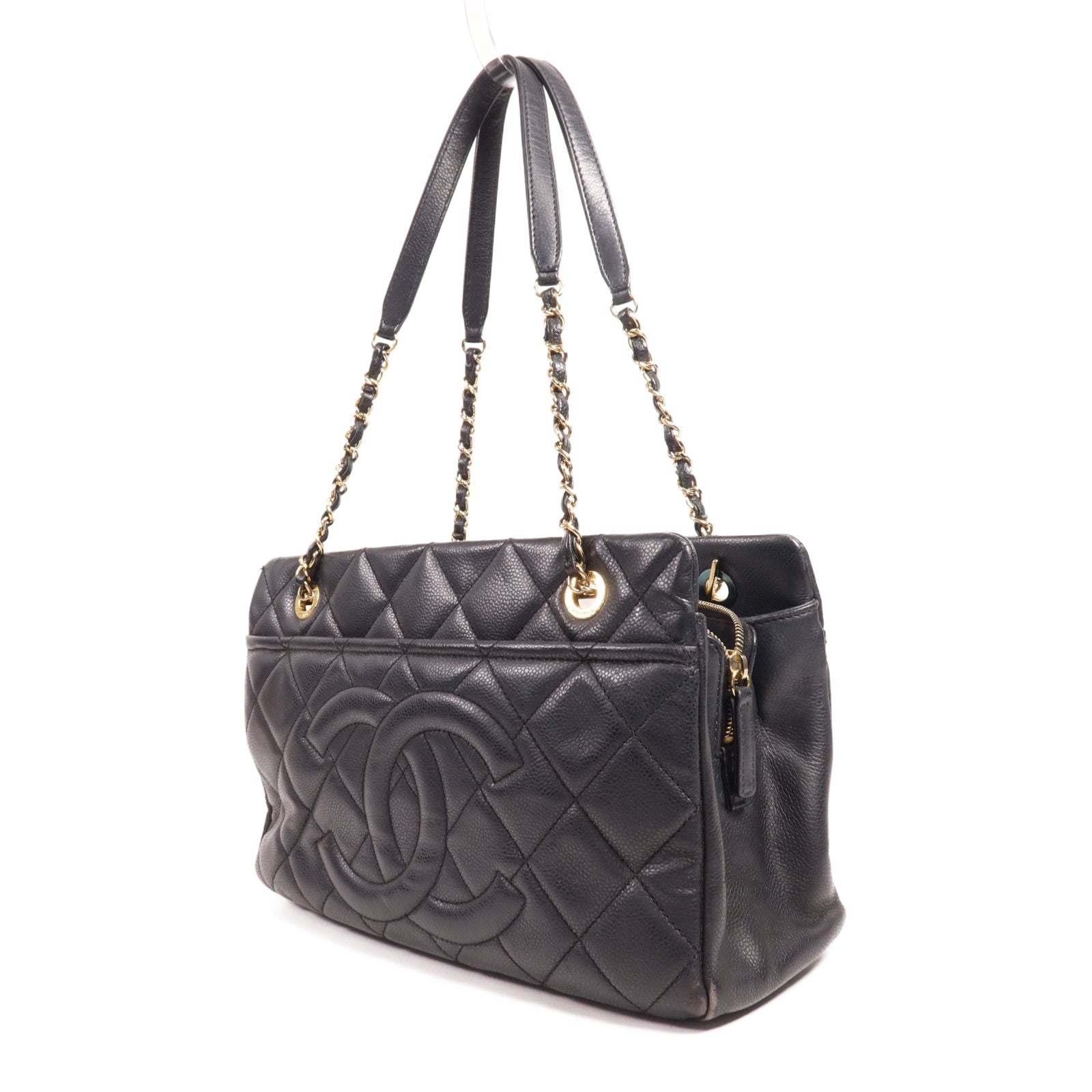 CHANEL 牛皮皮革Tote Bag金扣肩背袋