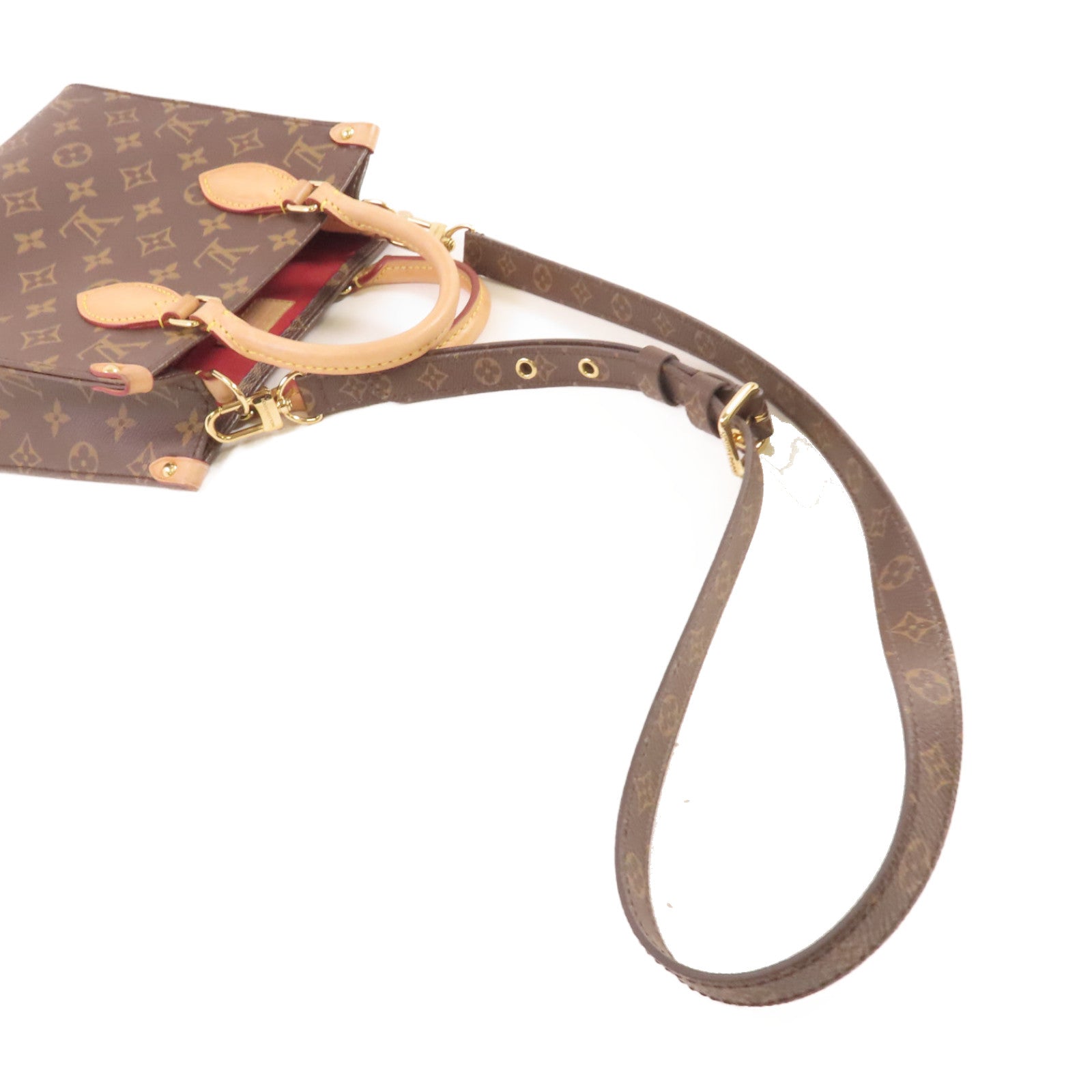 LOUIS VUITTON 【激減優惠】Monogram Sac Plat BB 2Way Shoulder Bag金扣手挽肩背兩用袋啡色