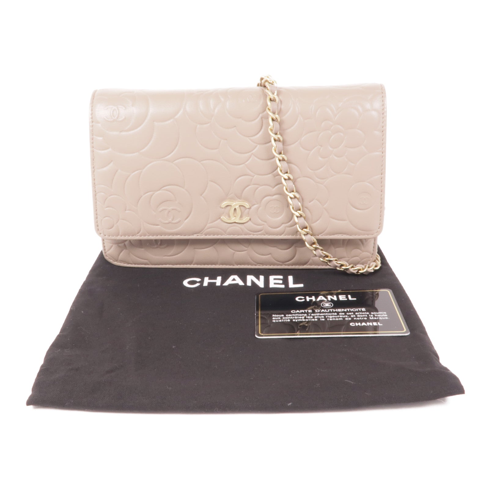 CHANEL 羊皮皮革WOC Chain Shoulder Bag金扣鏈帶肩背袋