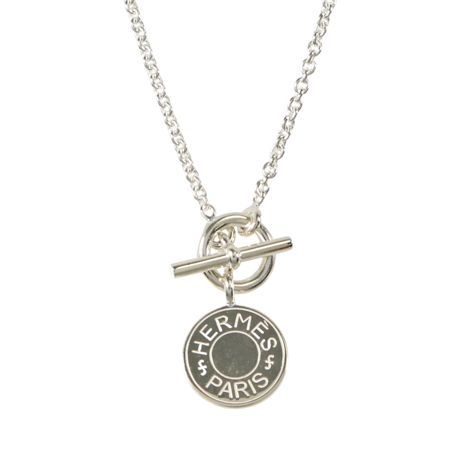 HERMES 925純銀Amulettes Ex-Libris Necklace銀扣項鏈