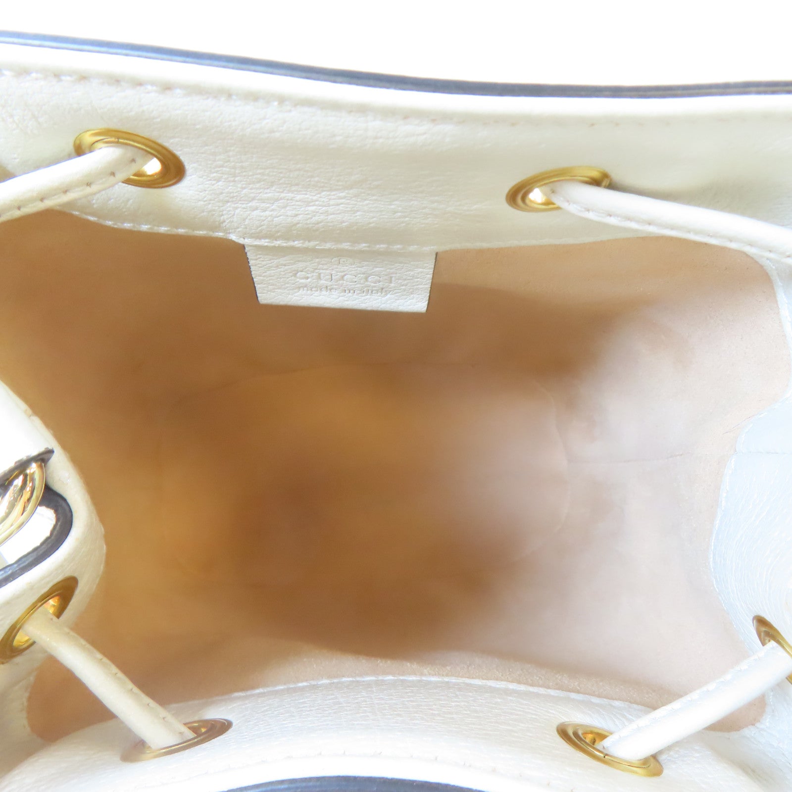 GUCCI 塗層帆布Ophidia GG Mini Bucket金扣肩背袋啡色/白色