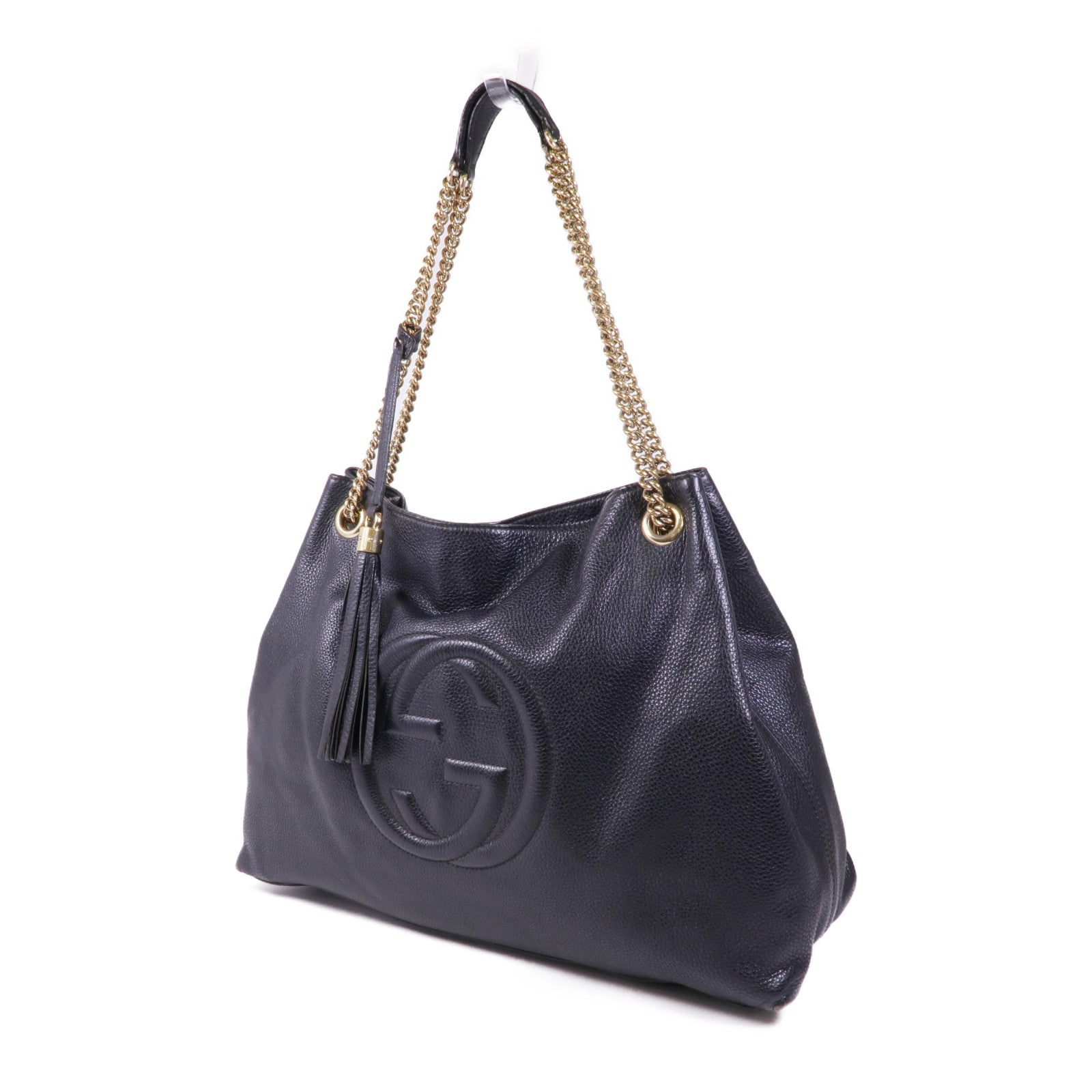GUCCI 皮革Soho Large金扣鏈帶肩背袋/手挽袋