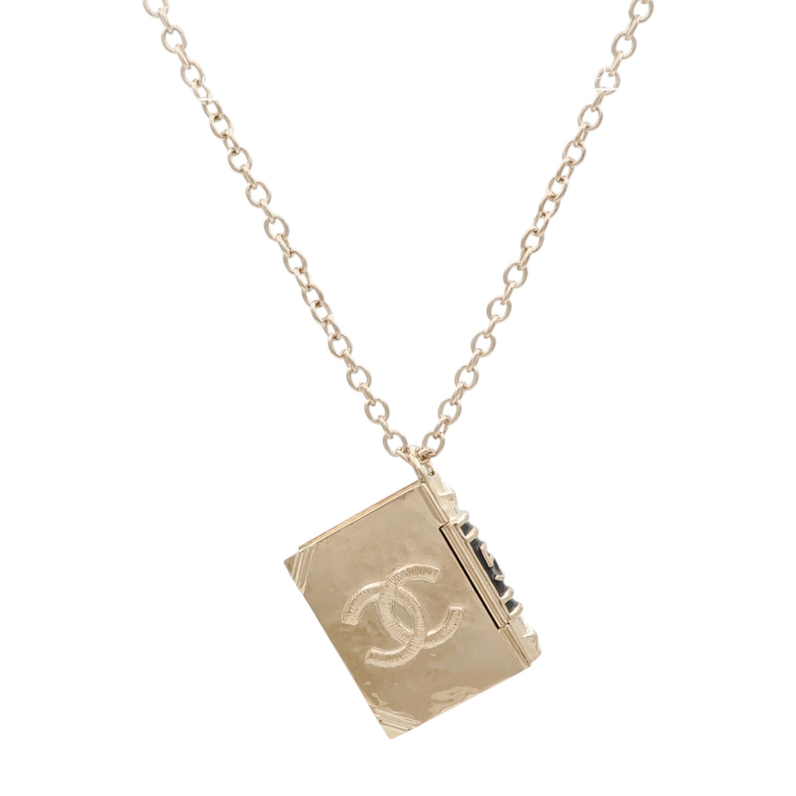 CHANEL 金屬/琺瑯Lion Book Locket項鍊