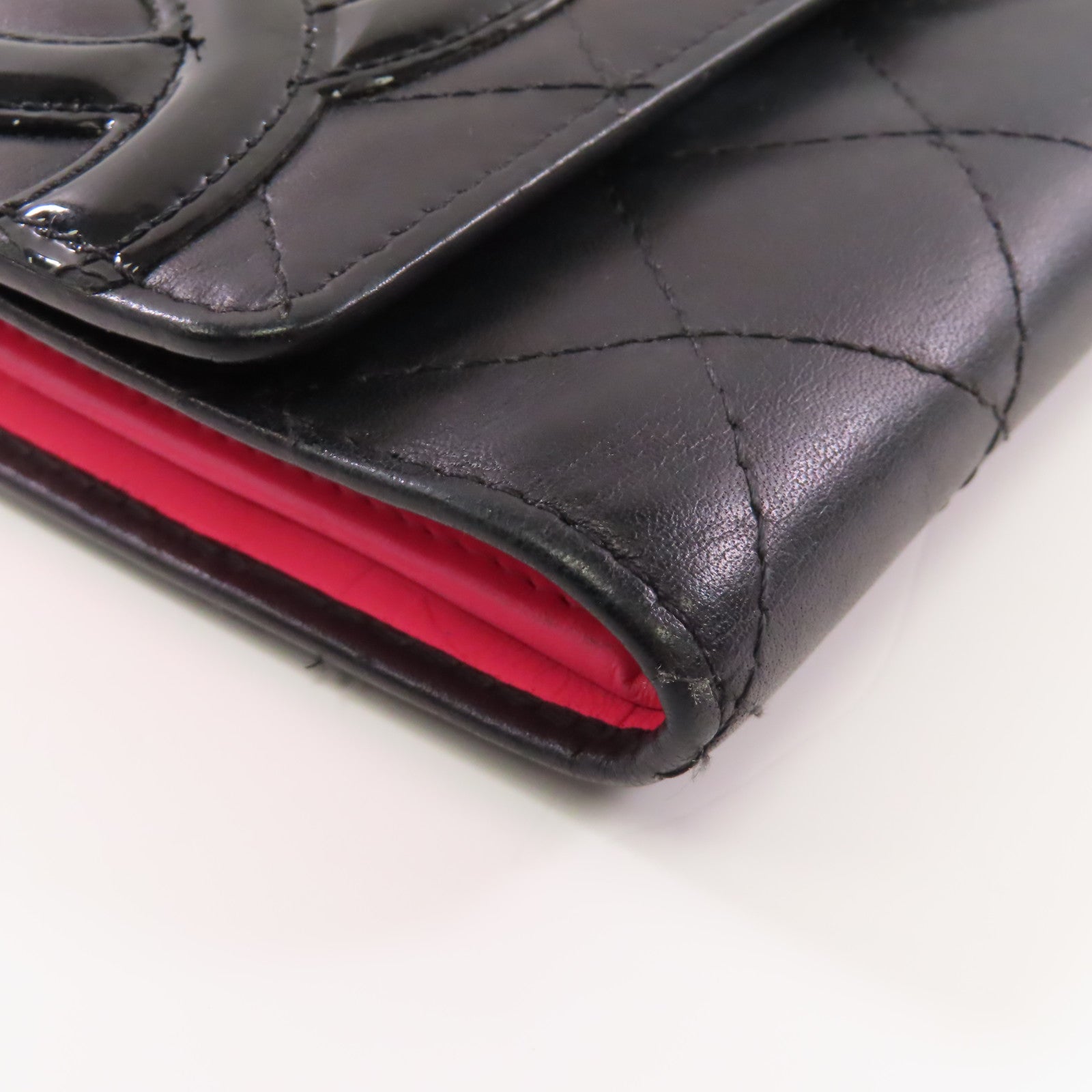 CHANEL 【激減優惠】菱格牛皮皮革Cambon Wallet銀扣長錢包黑色