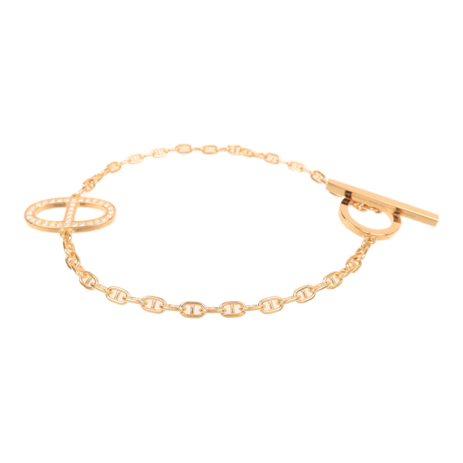 HERMES 18K玫瑰金Chain D'aine Contour Diamond Bracelet鑽石手鏈
