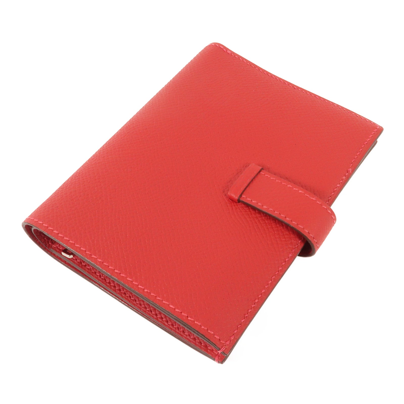 HERMES Epsom皮革Bearn Wallet銀扣錢包Rouge Casaque