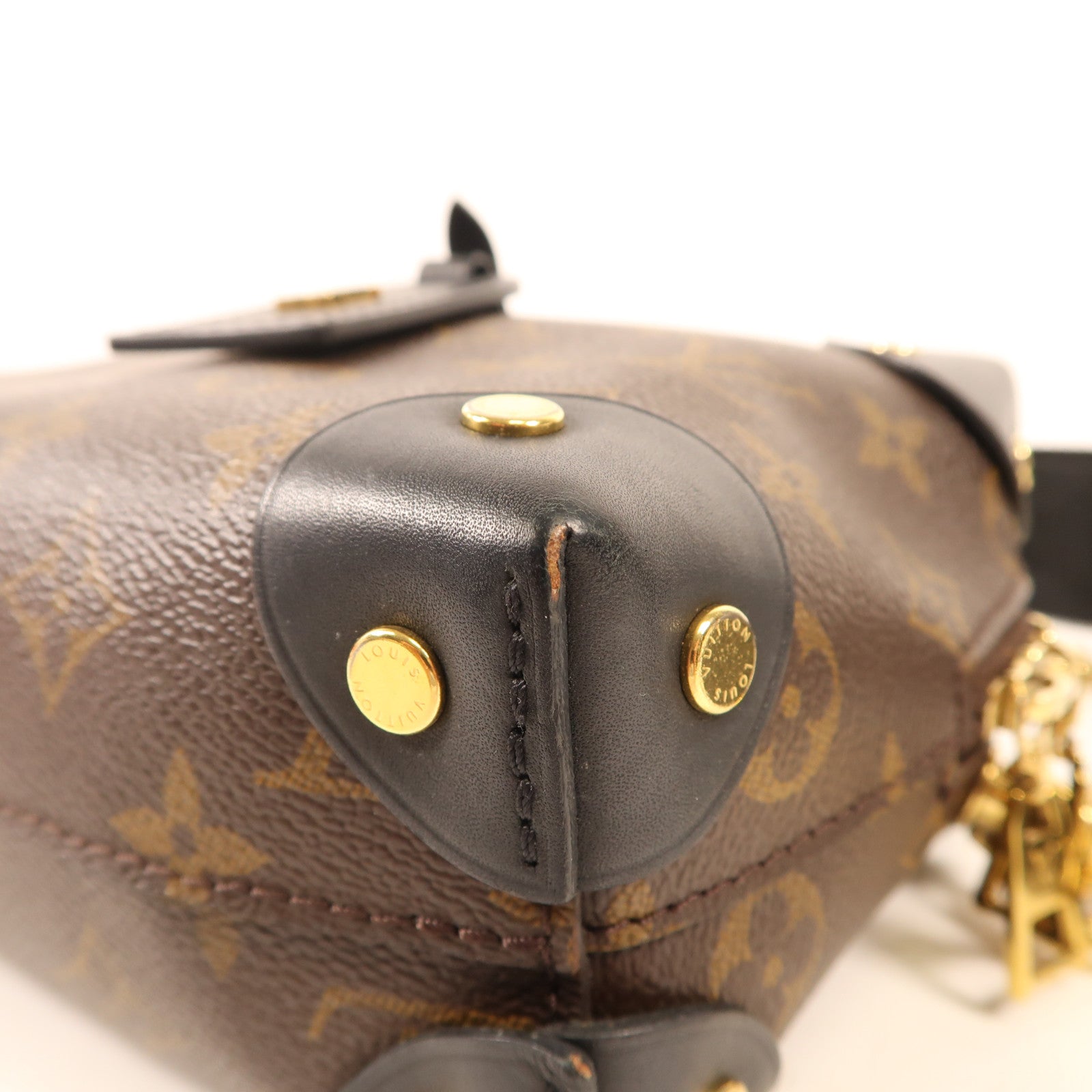 LOUIS VUITTON Monogram Petite Malle Souple金扣手挽肩背兩用袋棕色