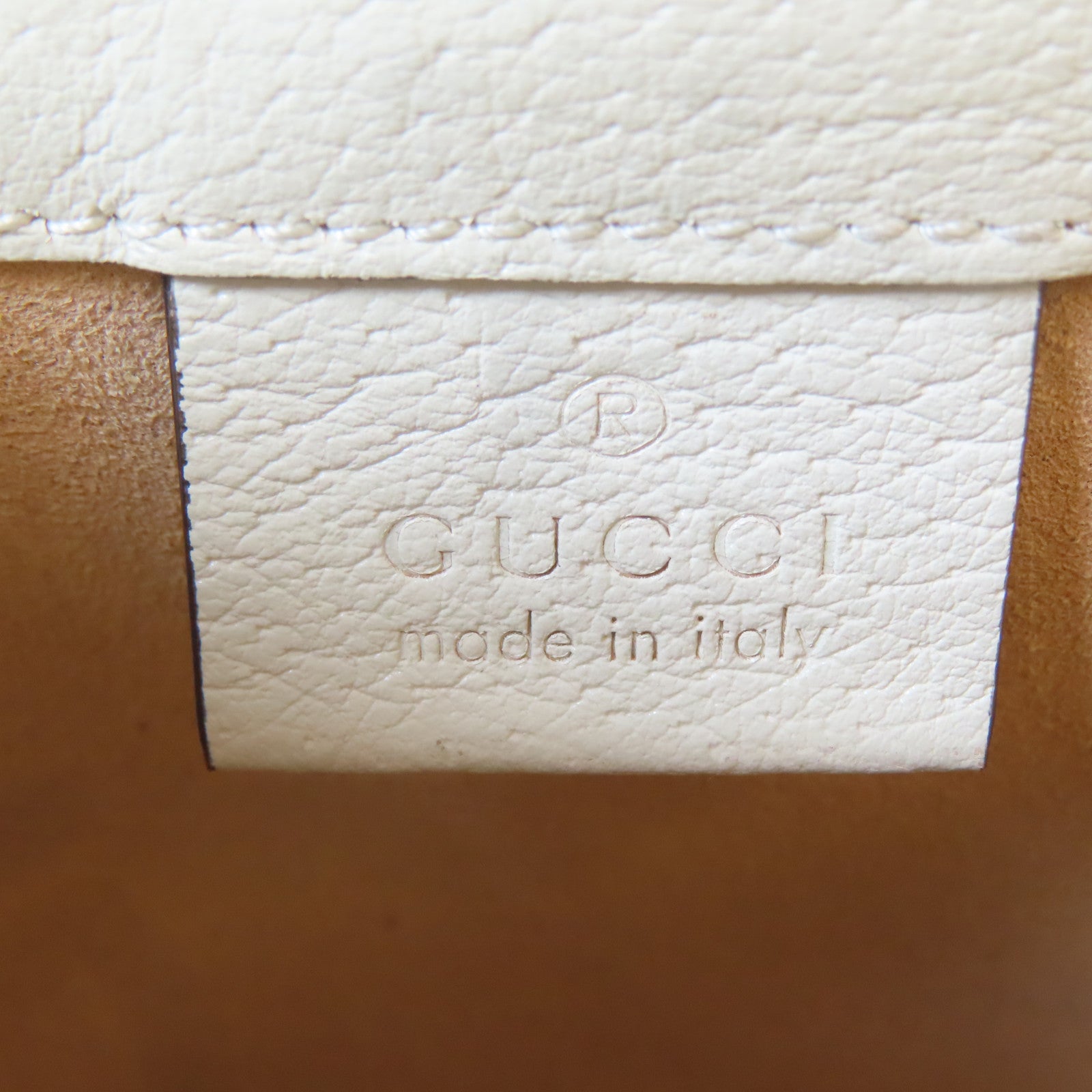 GUCCI 塗層帆布Ophidia GG Mini Bucket金扣肩背袋啡色/白色