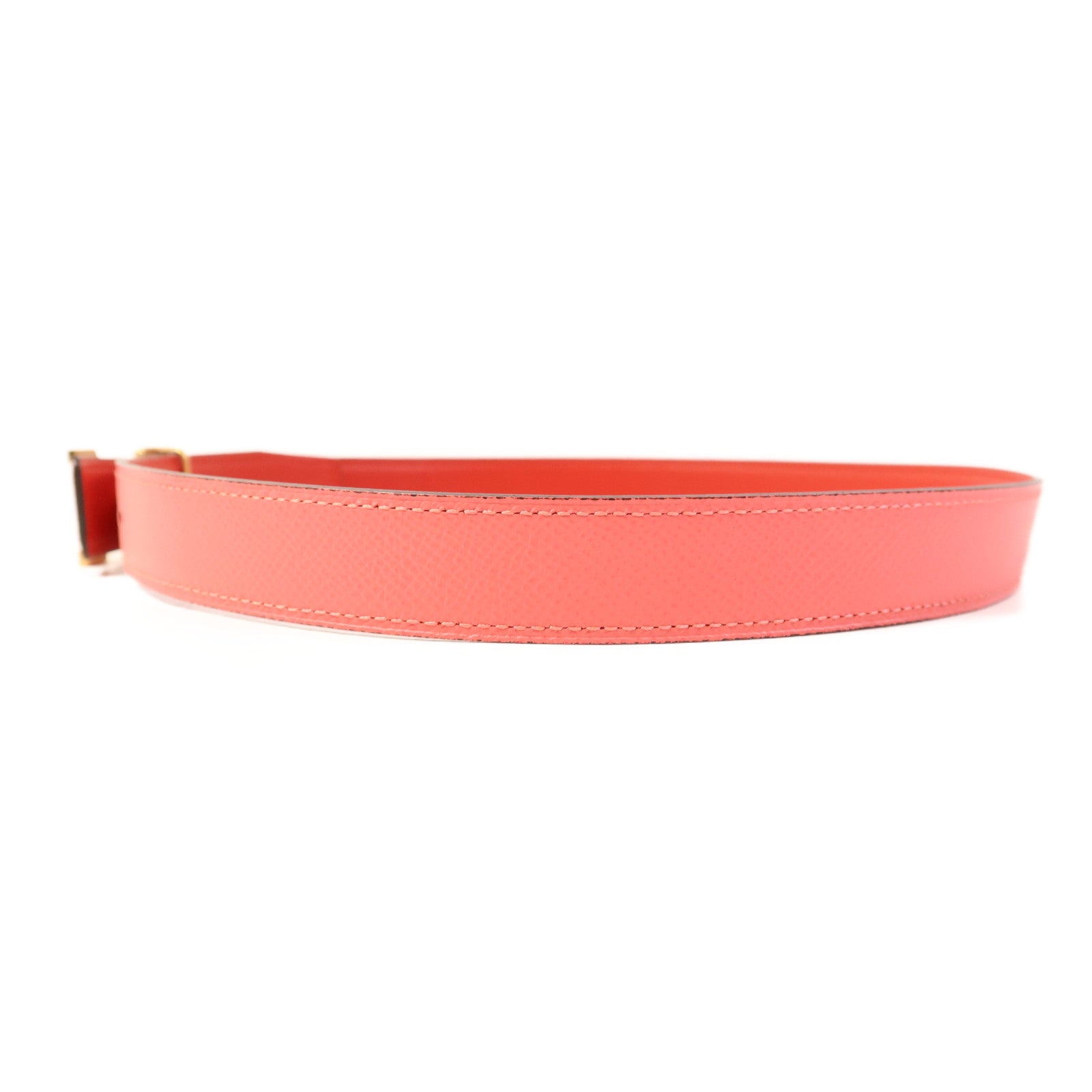 HERMES Epsom/Swift皮革Mini Constance Belt金扣皮帶Pink/Red