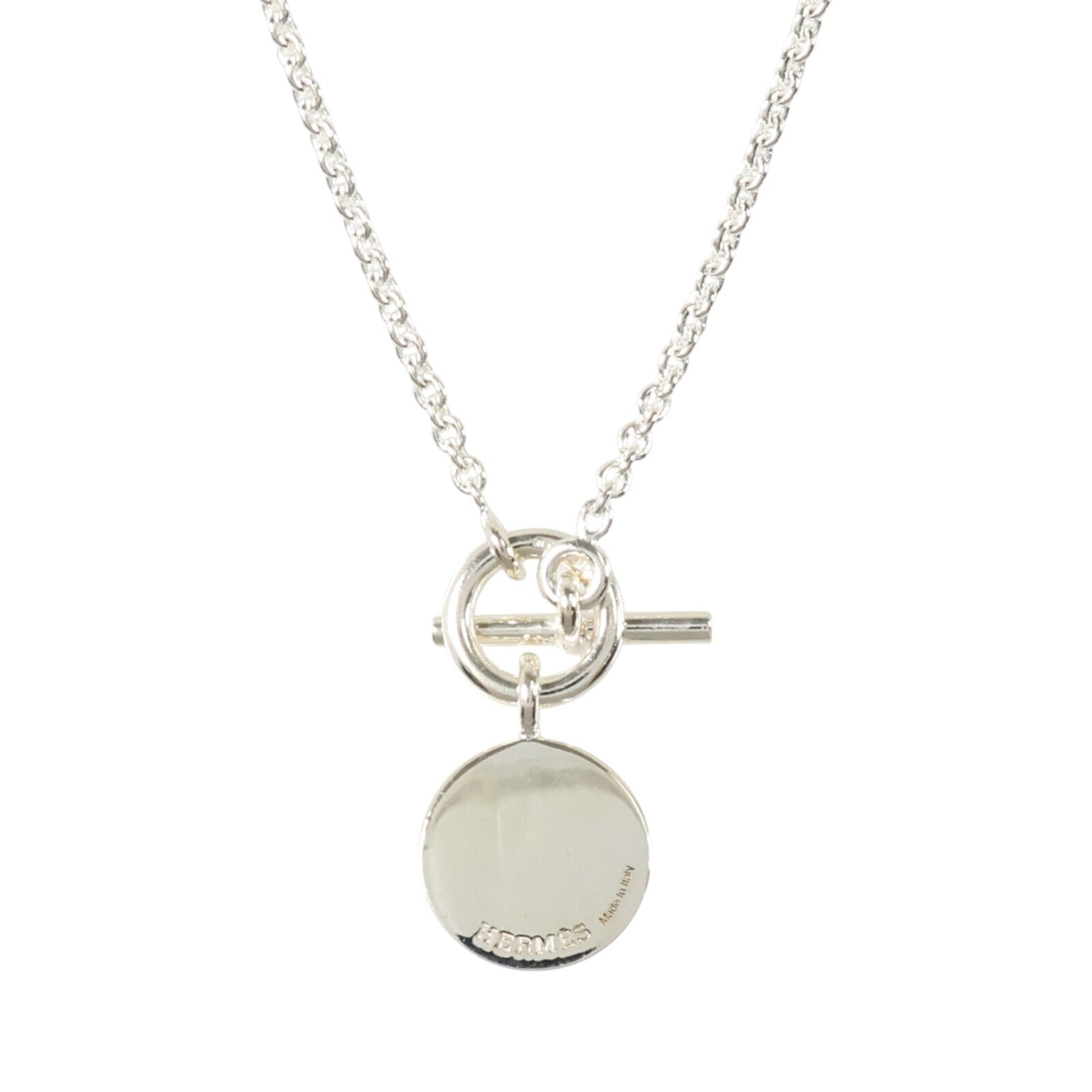 HERMES 925純銀Amulettes Ex-Libris Necklace銀扣項鏈