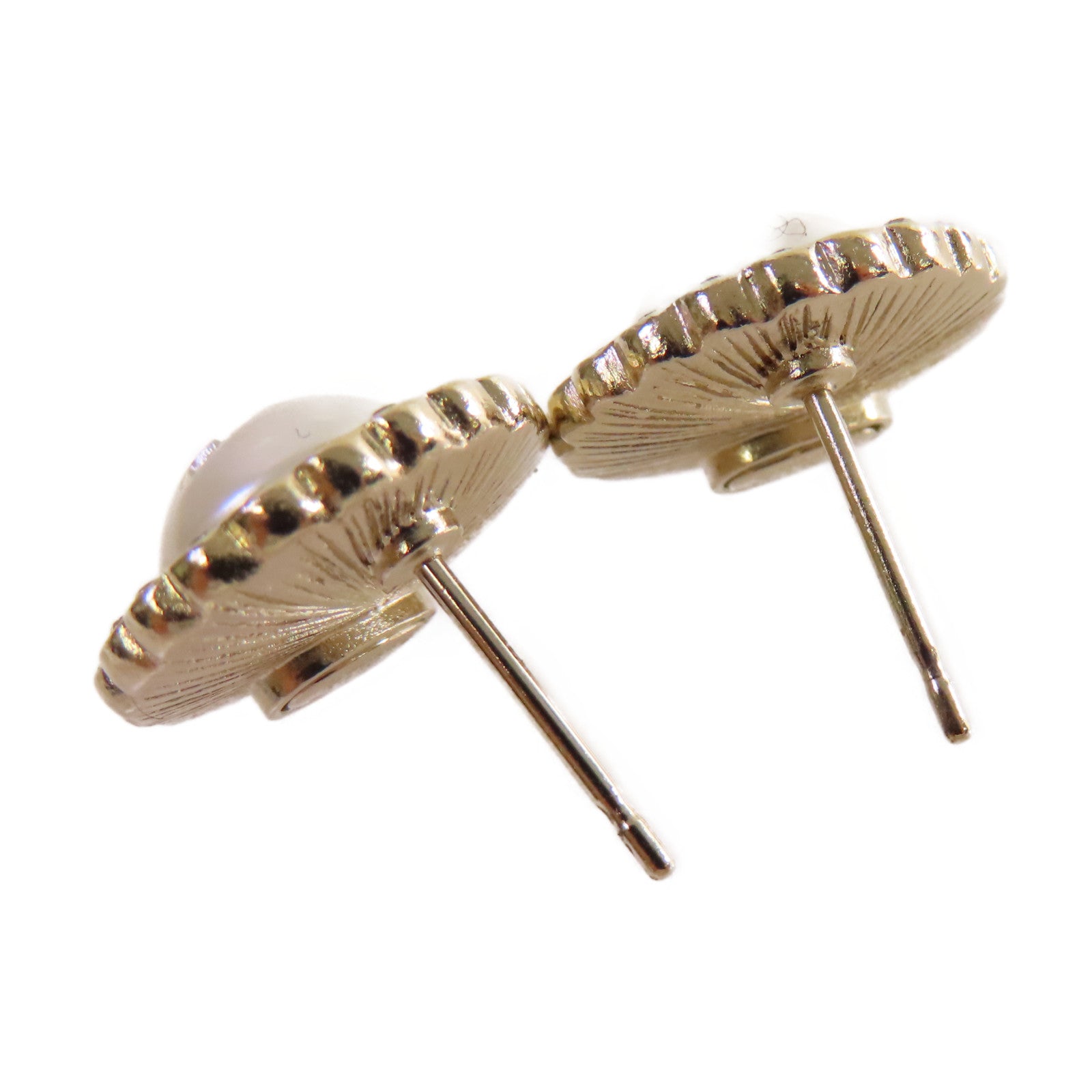 CHANEL 仿珍珠/金屬CC Earrings耳環珍珠色/金色