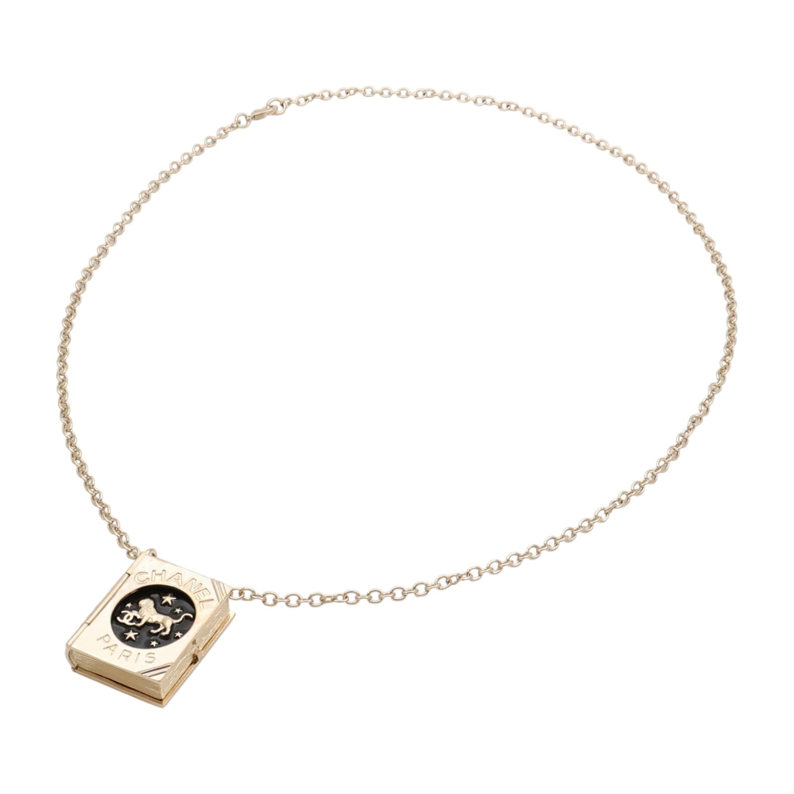 CHANEL 金屬/琺瑯Lion Book Locket項鍊