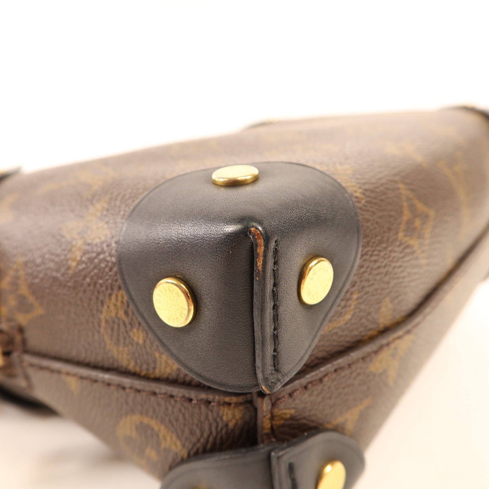 LOUIS VUITTON Monogram Petite Malle Souple金扣手挽肩背兩用袋棕色
