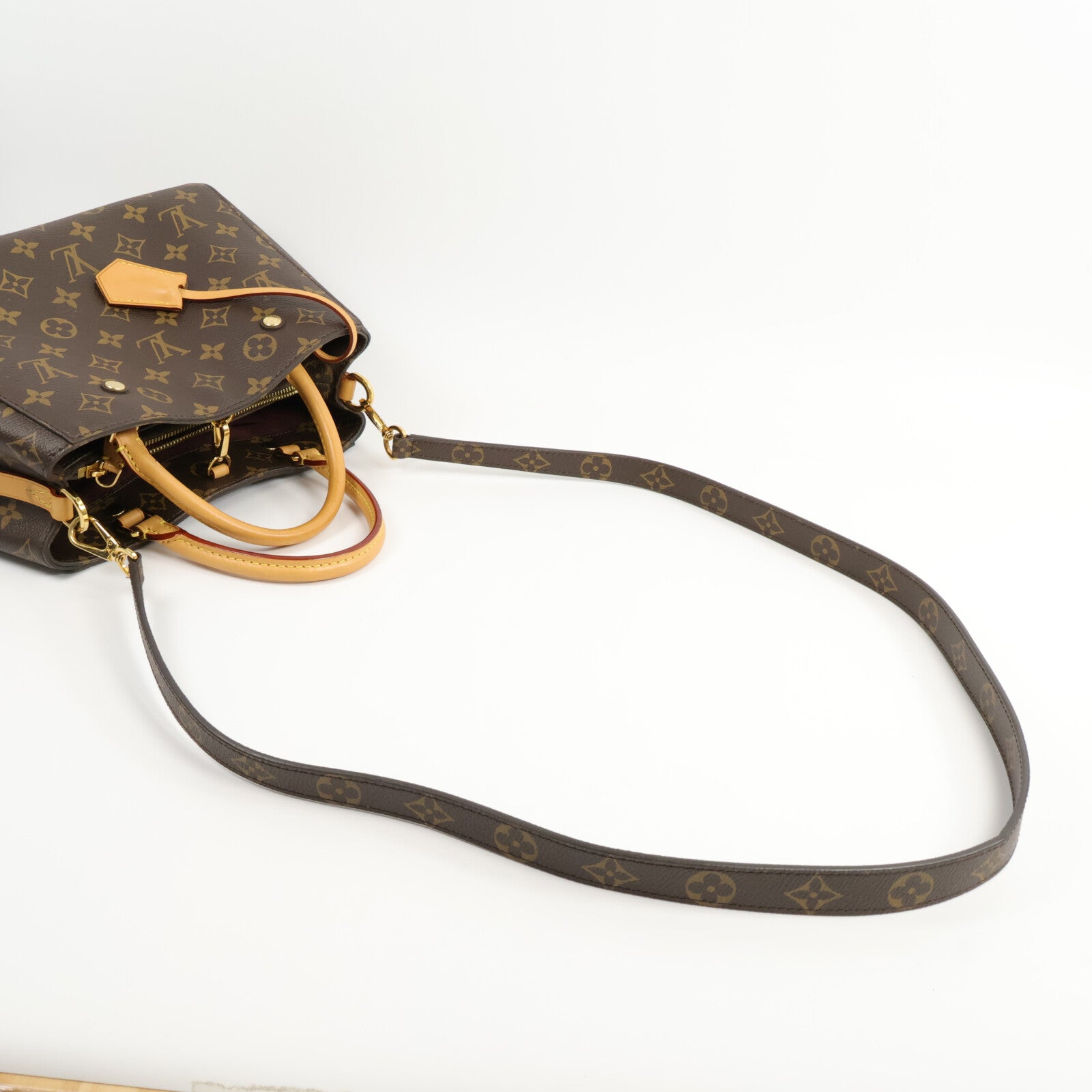 LOUIS VUITTON Monogram Montaigne BB手挽肩背兩用袋棕色