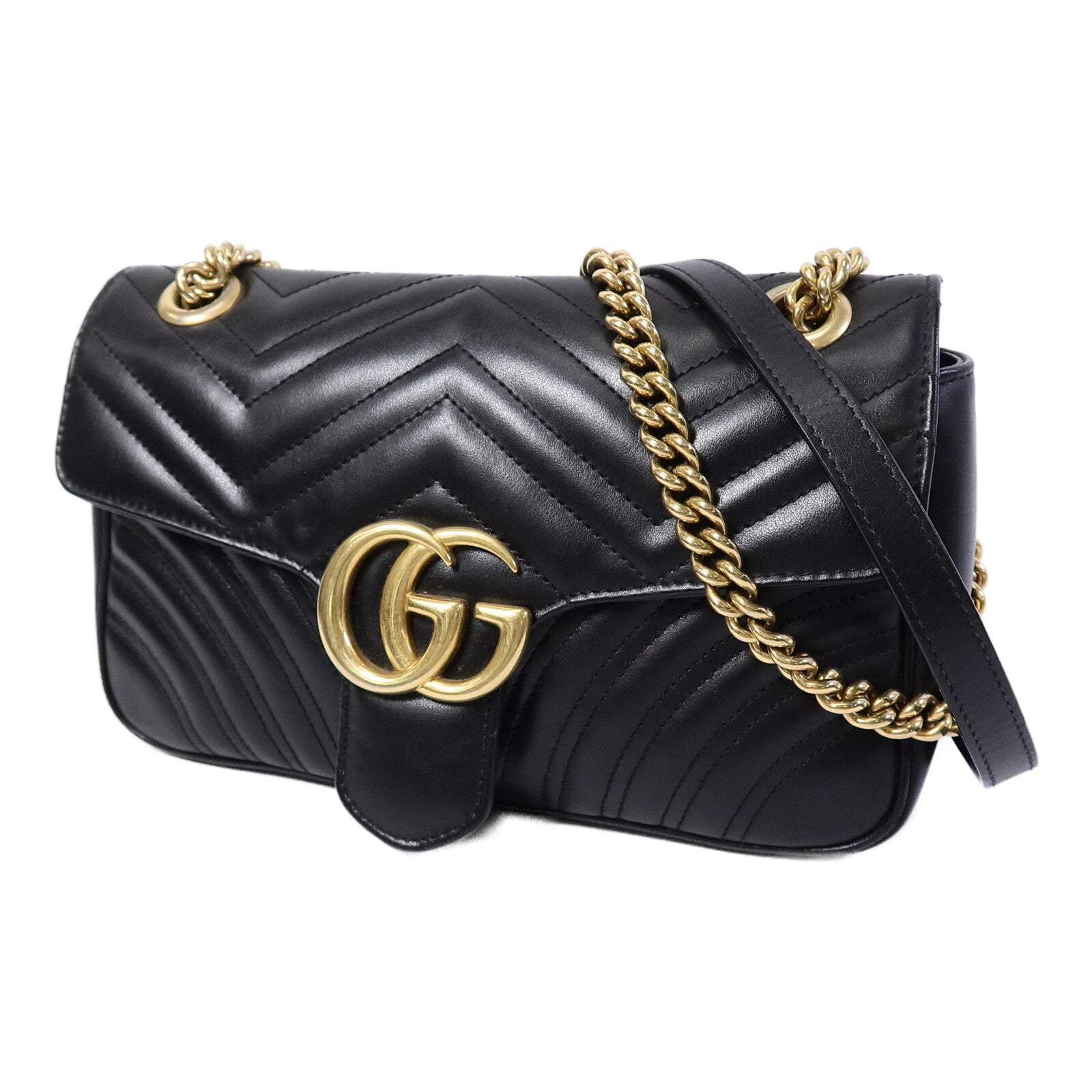 GUCCI 牛皮皮革GG Marmont鏈帶肩背袋