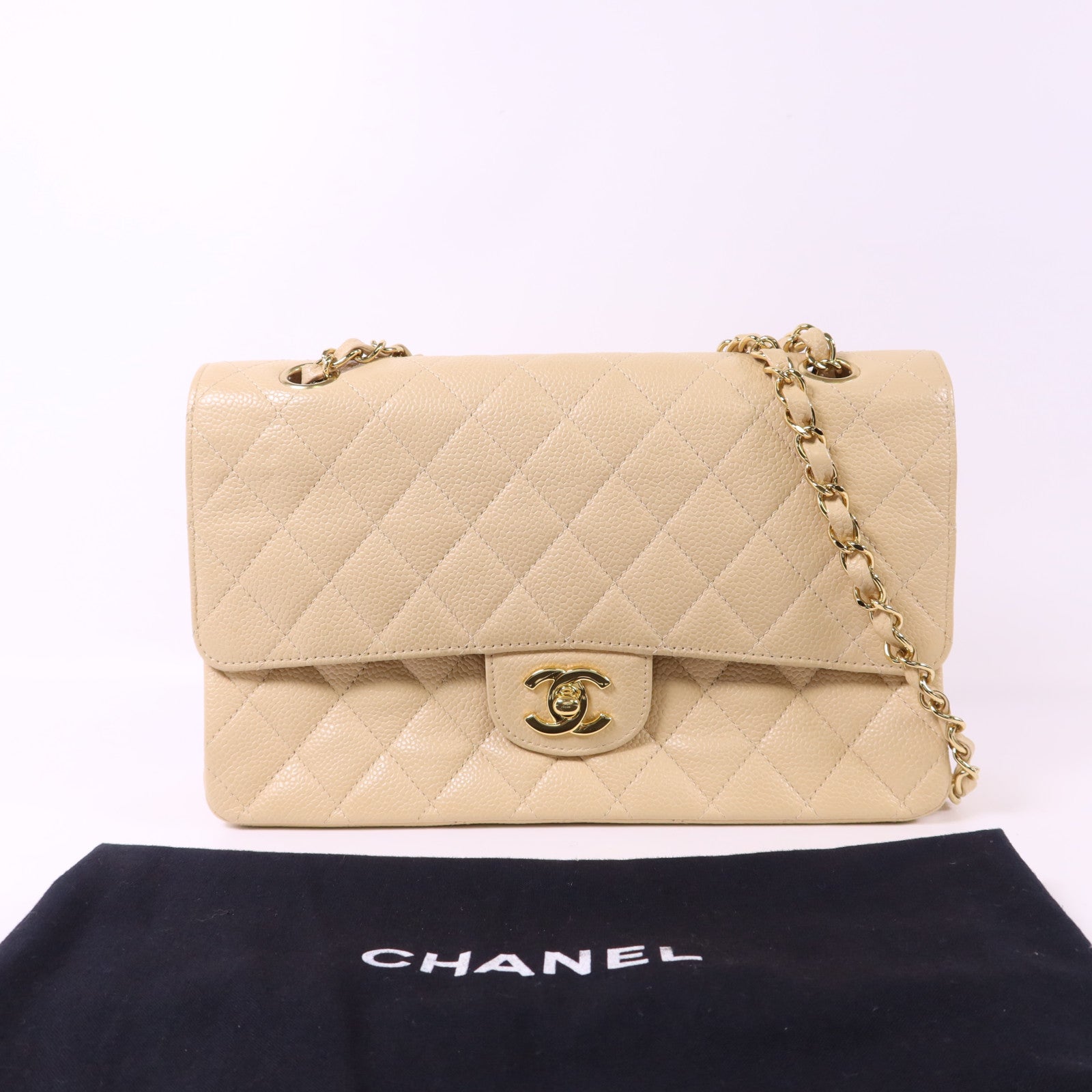 CHANEL 牛皮皮革Classic 25金扣鏈帶肩背袋