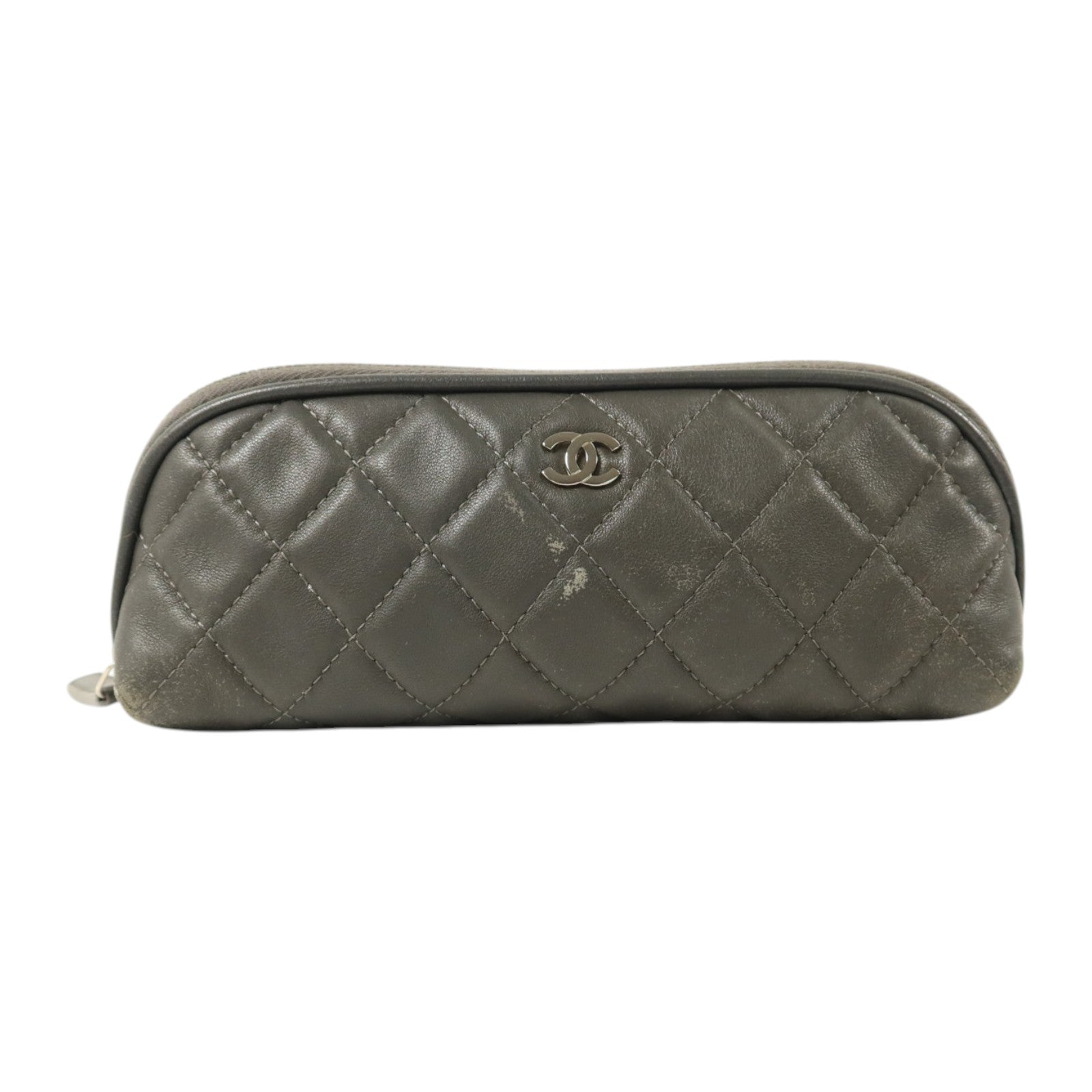 CHANEL 羊皮皮革Cosmetic Pouch銀扣手拿包
