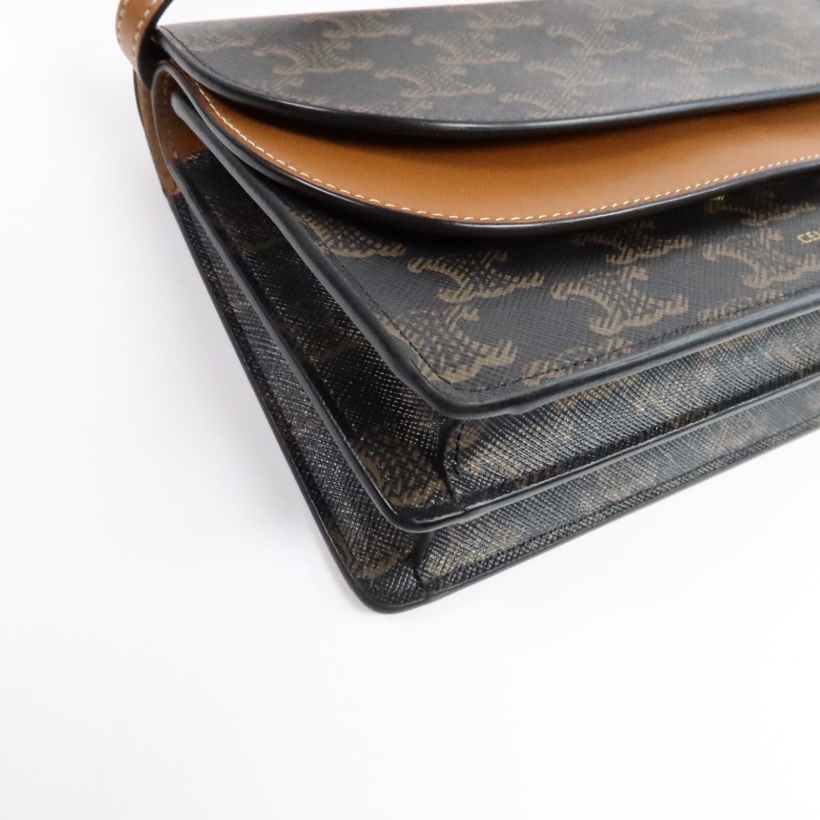 CELINE 塗層帆布Duo Wallet On Strap肩背袋