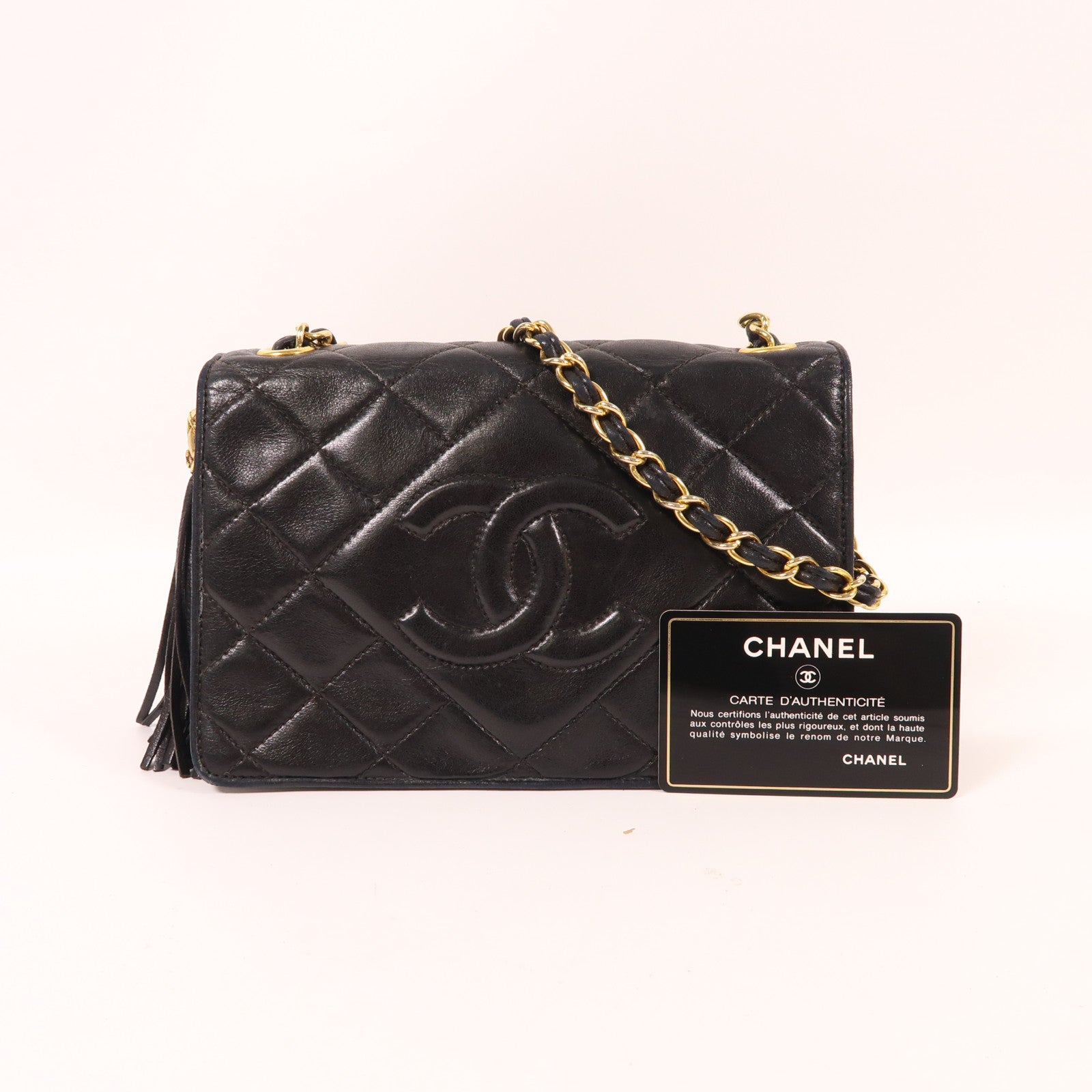 CHANEL 羊皮皮革Vintage Bag金扣鏈帶肩背袋