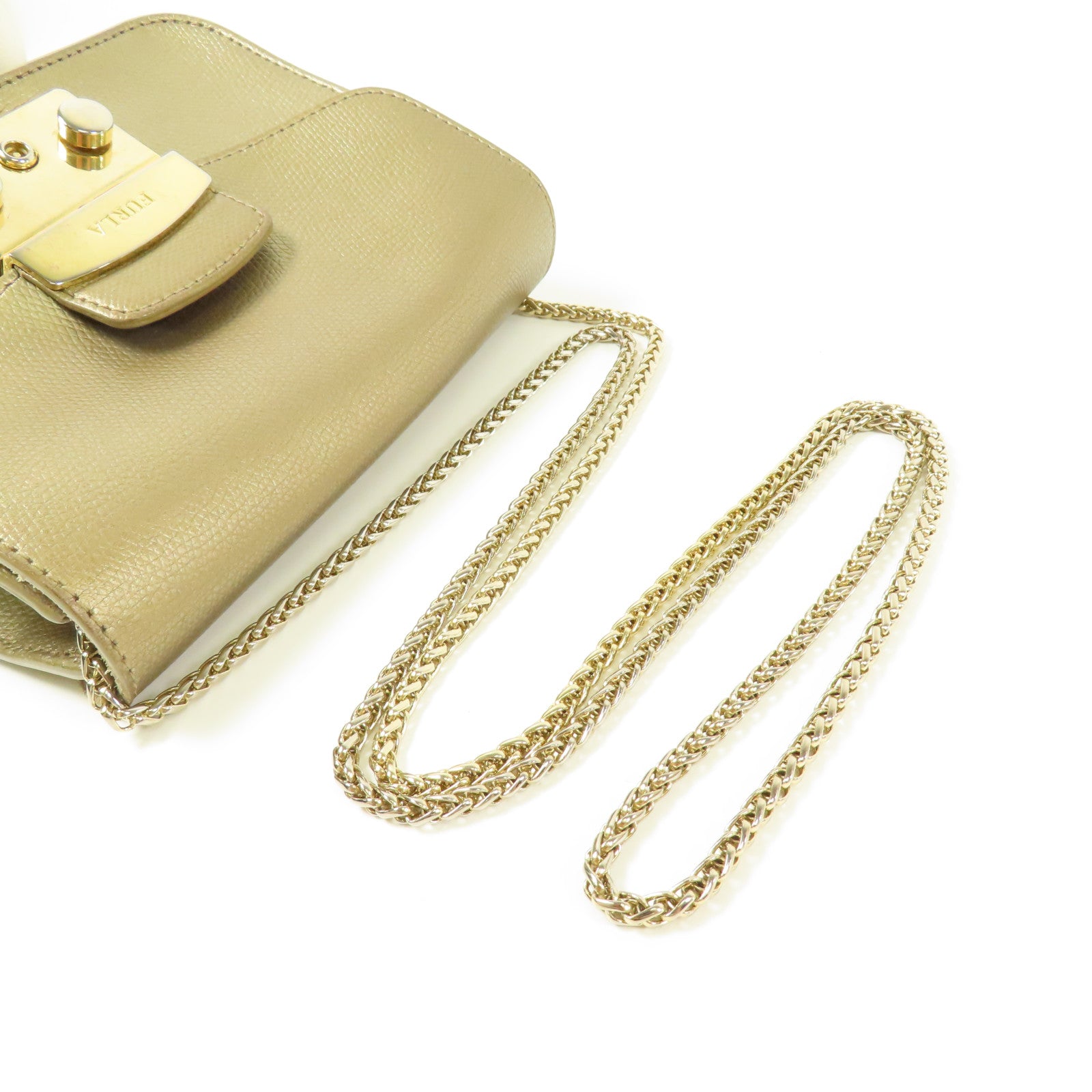 Furla 【激減優惠】牛皮皮革Chain Shoulder金扣鏈帶肩背袋