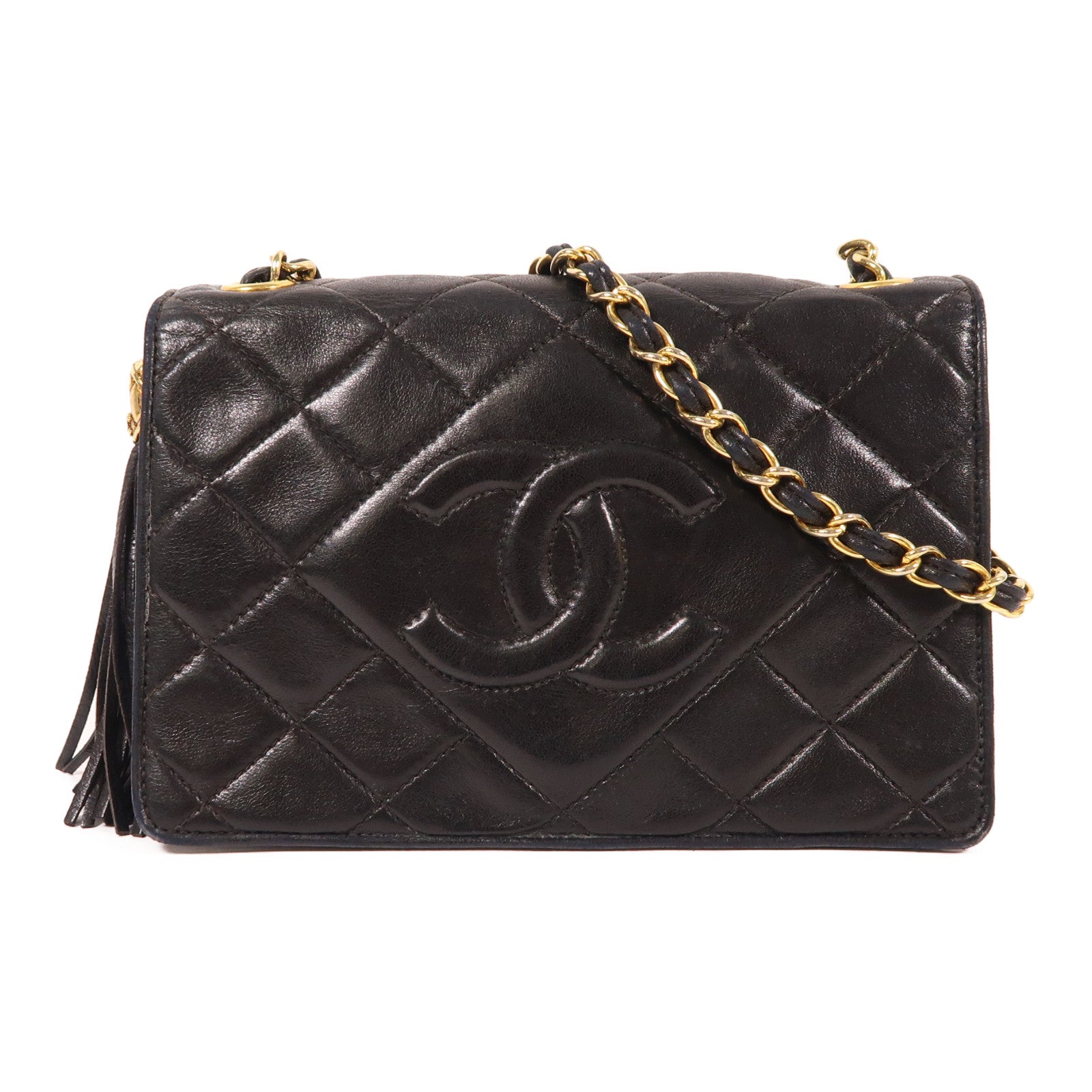 CHANEL 羊皮皮革Vintage Bag金扣鏈帶肩背袋