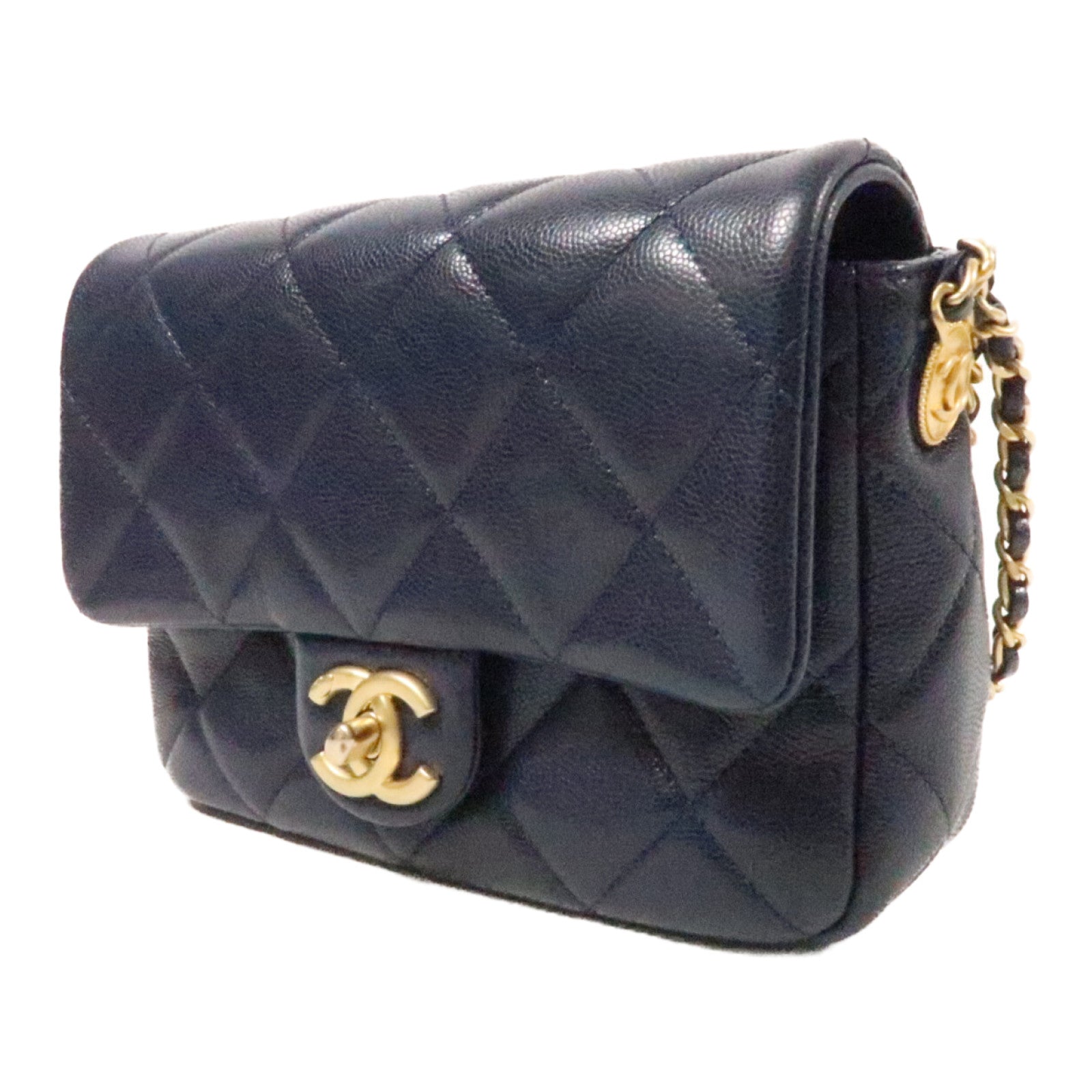 CHANEL 牛皮皮革Chain Shoulder Bag金扣鏈帶肩背袋