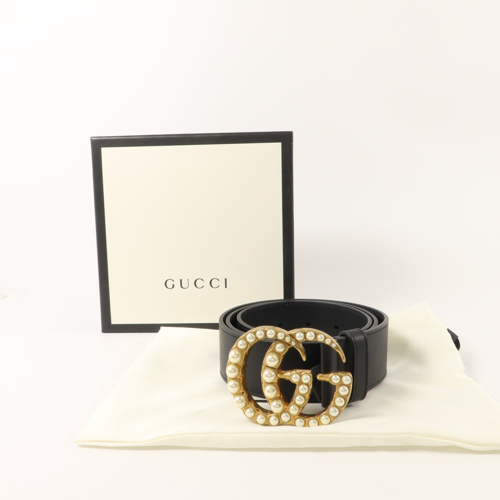 GUCCI 牛皮皮革GG Marrmont Belt 90cm皮帶