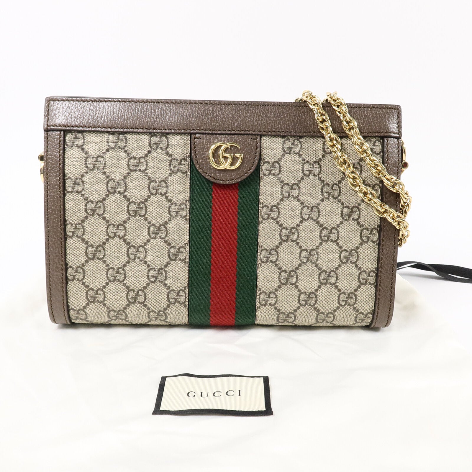 GUCCI 塗層帆布Ophidia GG鏈帶肩背袋