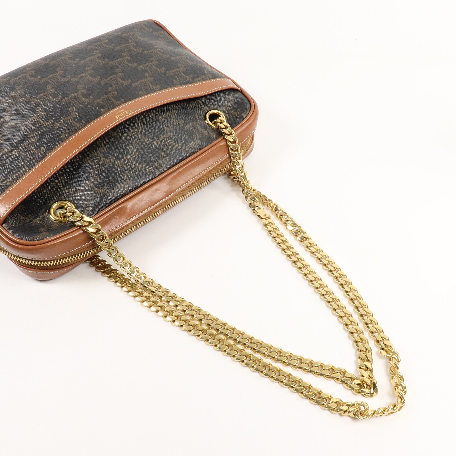 CELINE Triomphe Canvas Patapans Medium鏈帶肩背袋