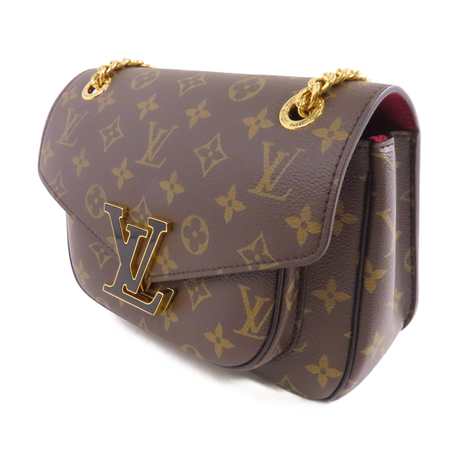 LOUIS VUITTON Monogram Passy金扣鏈帶肩背袋棕色