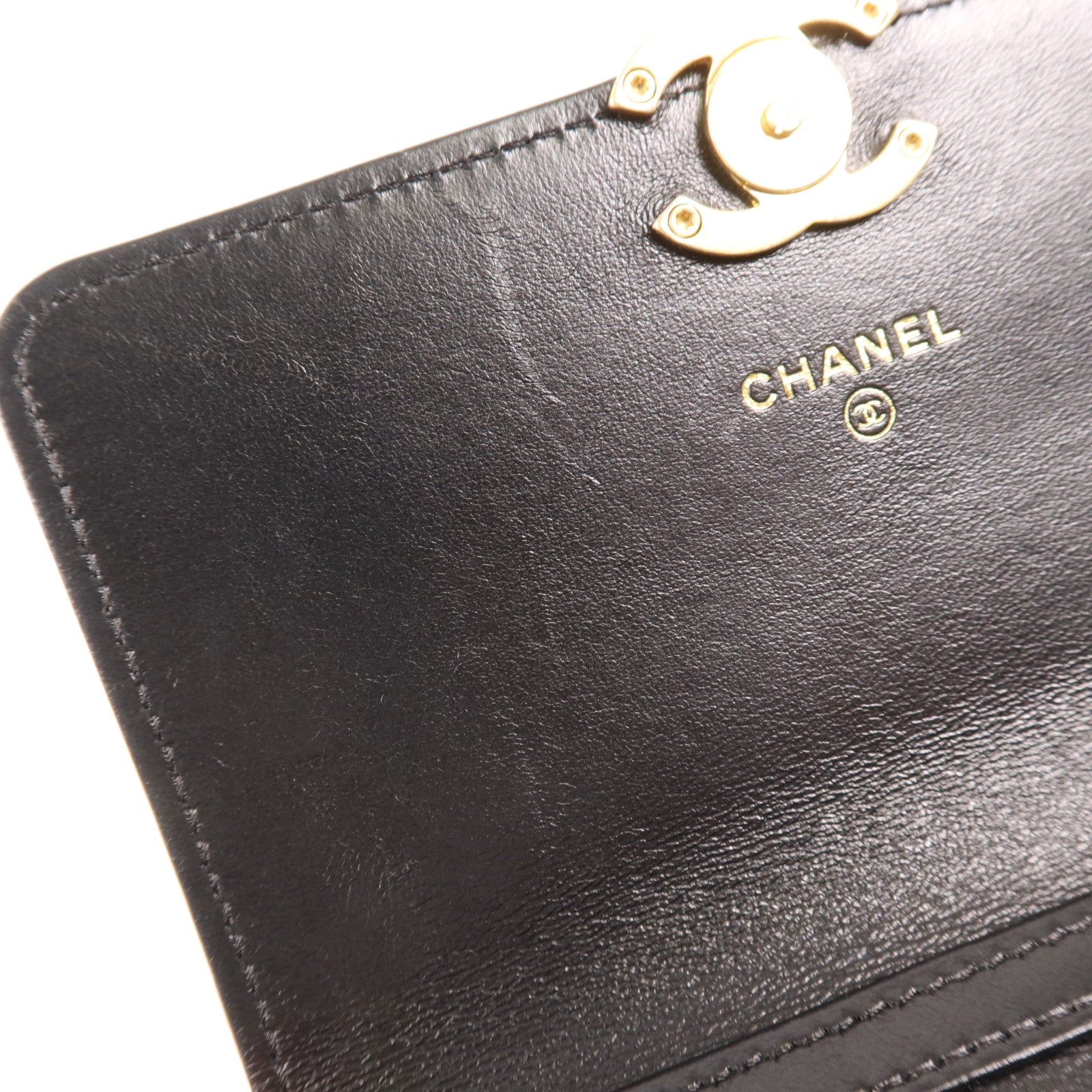 CHANEL 羊皮皮革Mini WOC金扣鏈帶肩背袋