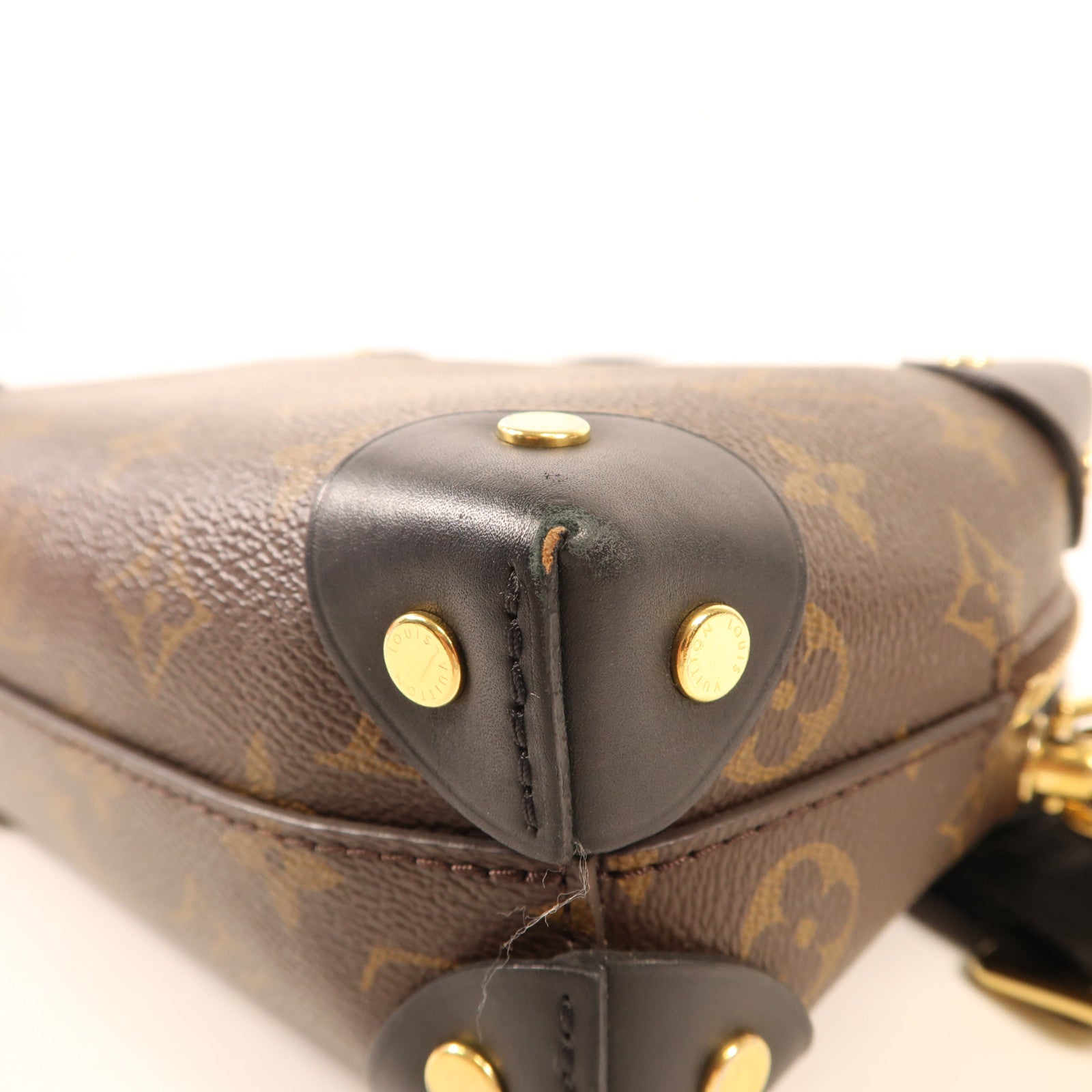 LOUIS VUITTON Monogram Petite Malle Souple金扣手挽肩背兩用袋棕色