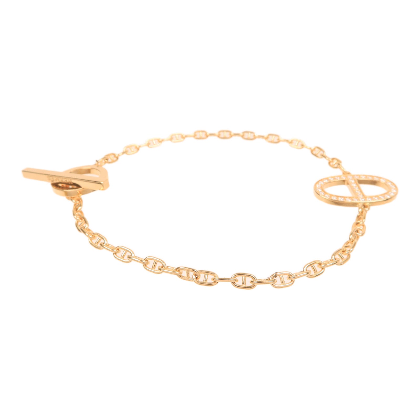 HERMES 18K玫瑰金Chain D'aine Contour Diamond Bracelet鑽石手鏈