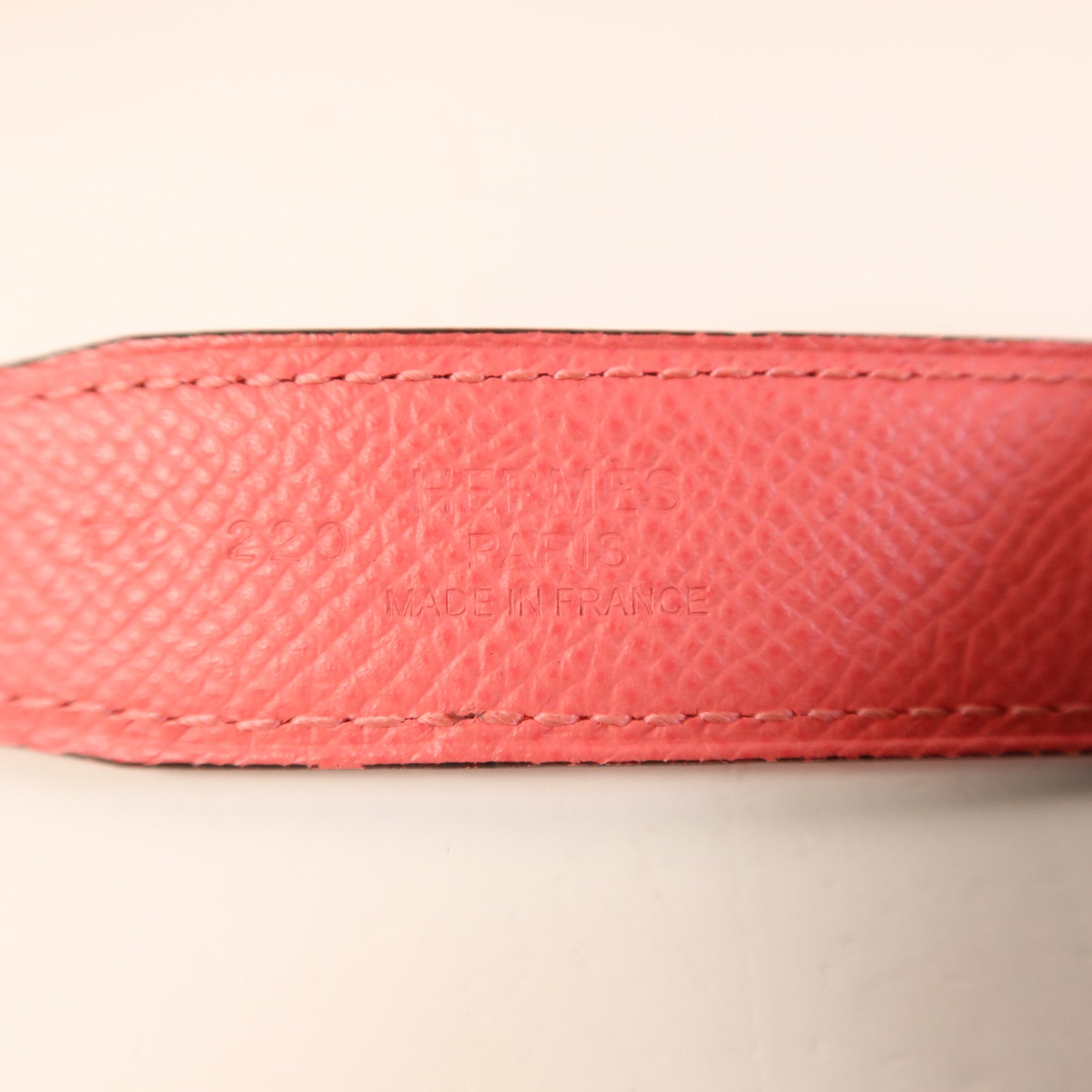HERMES Epsom/Swift皮革Mini Constance Belt金扣皮帶Pink/Red
