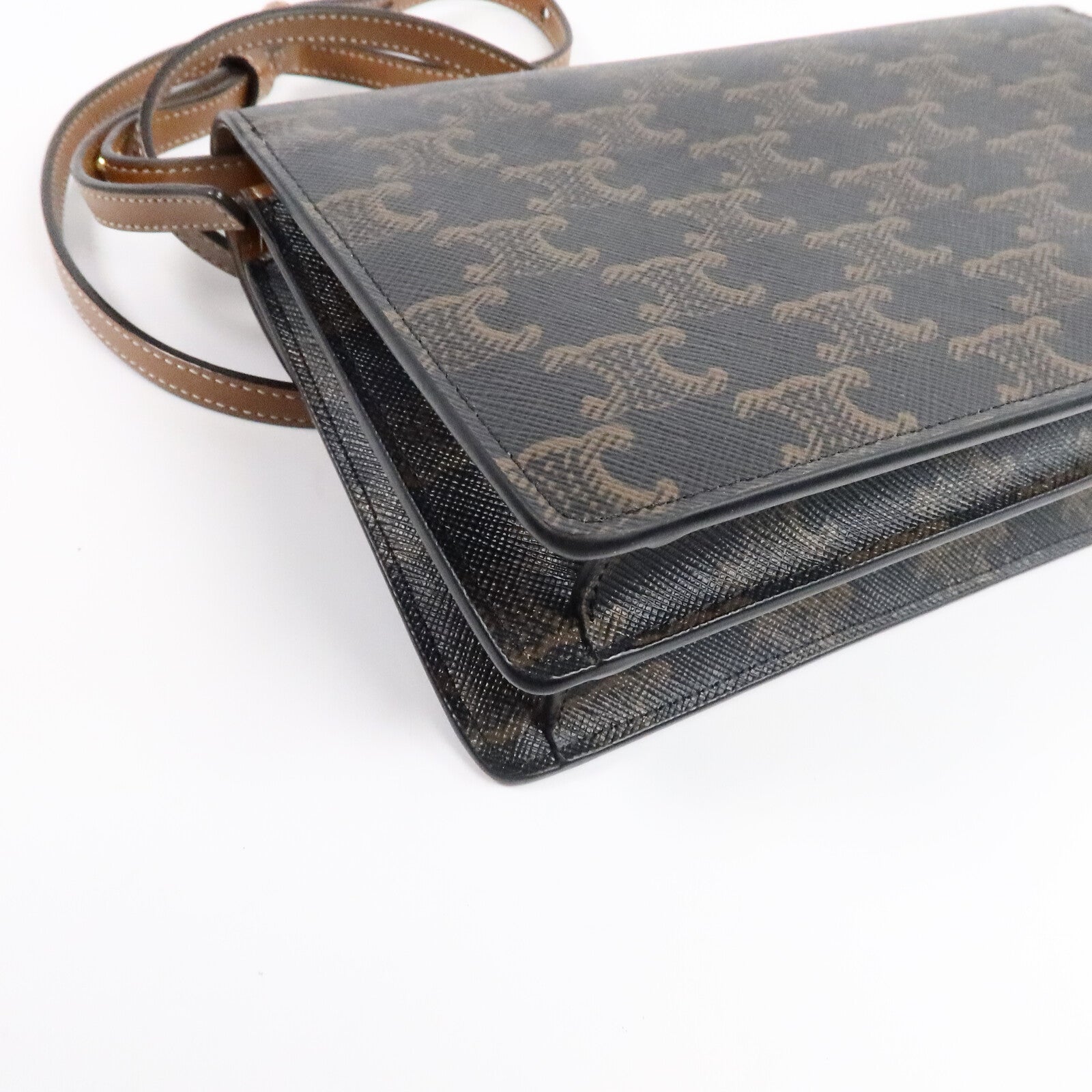 CELINE 塗層帆布Duo Wallet On Strap肩背袋