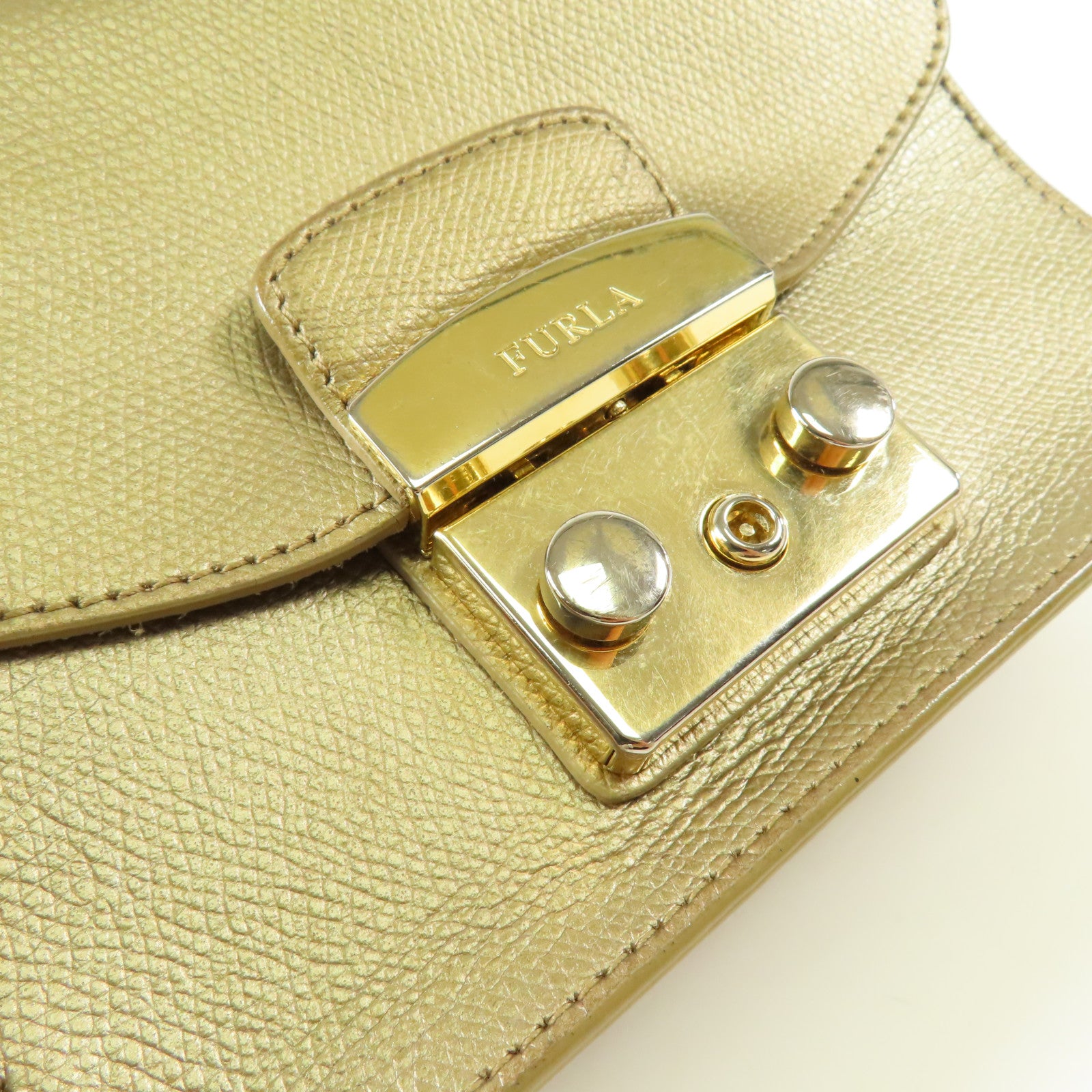 Furla 【激減優惠】牛皮皮革Chain Shoulder金扣鏈帶肩背袋