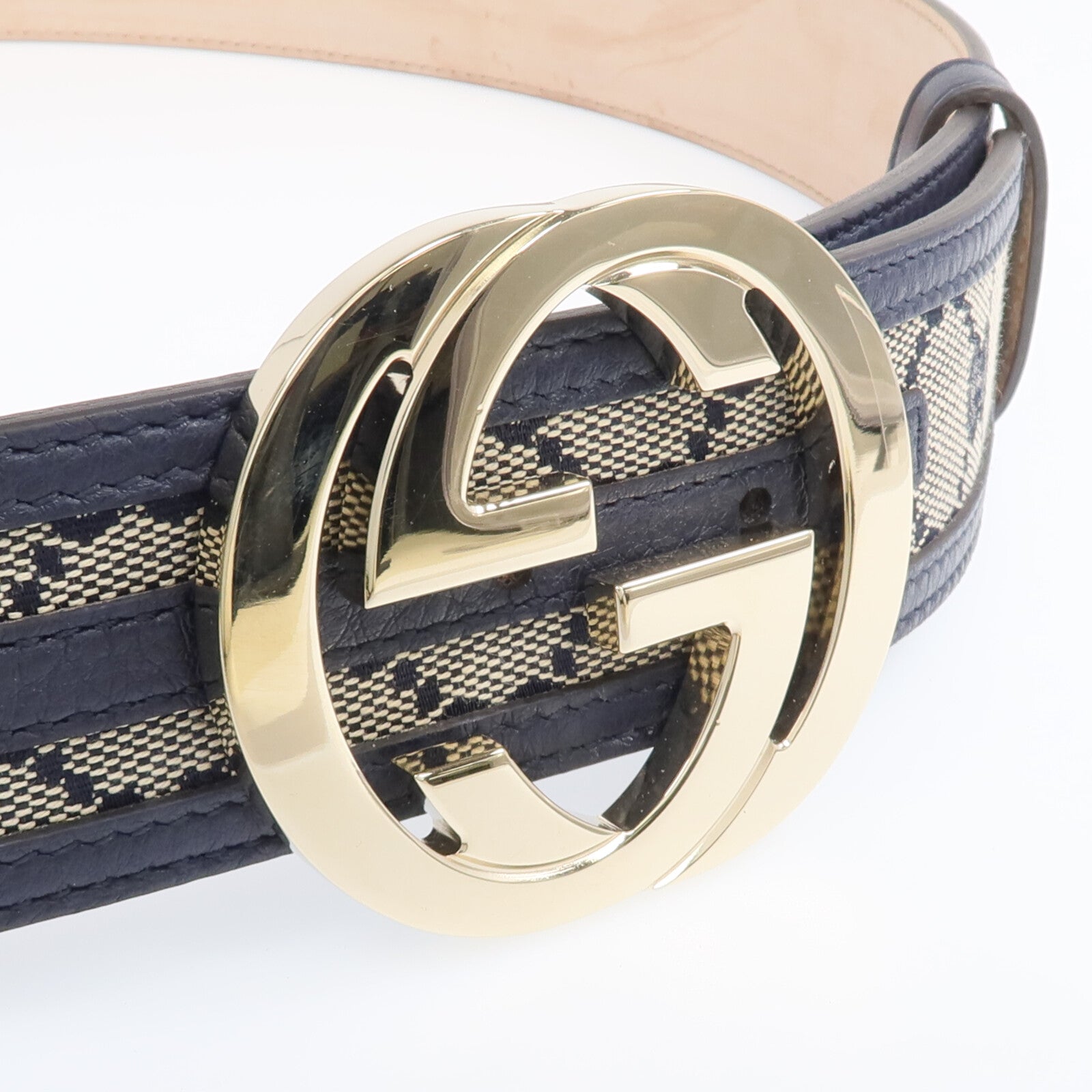 GUCCI 皮革/帆布Belt金扣皮帶