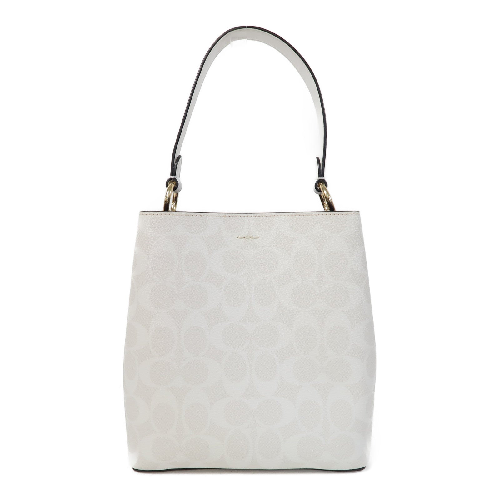 COACH 牛皮皮革2 Way Shoulder金扣手挽肩背兩用袋白色
