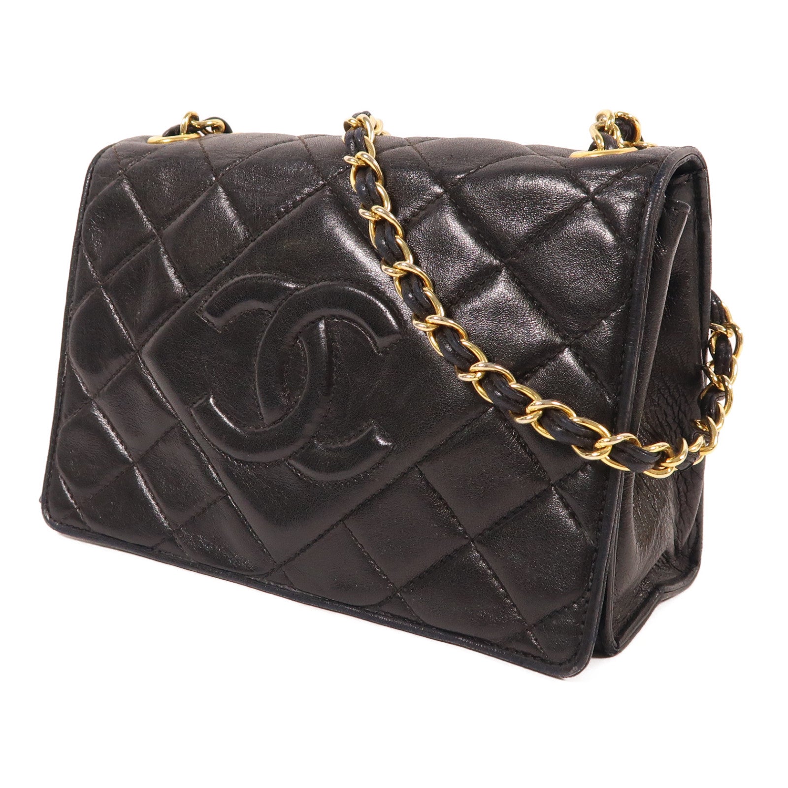 CHANEL 羊皮皮革Vintage Bag金扣鏈帶肩背袋