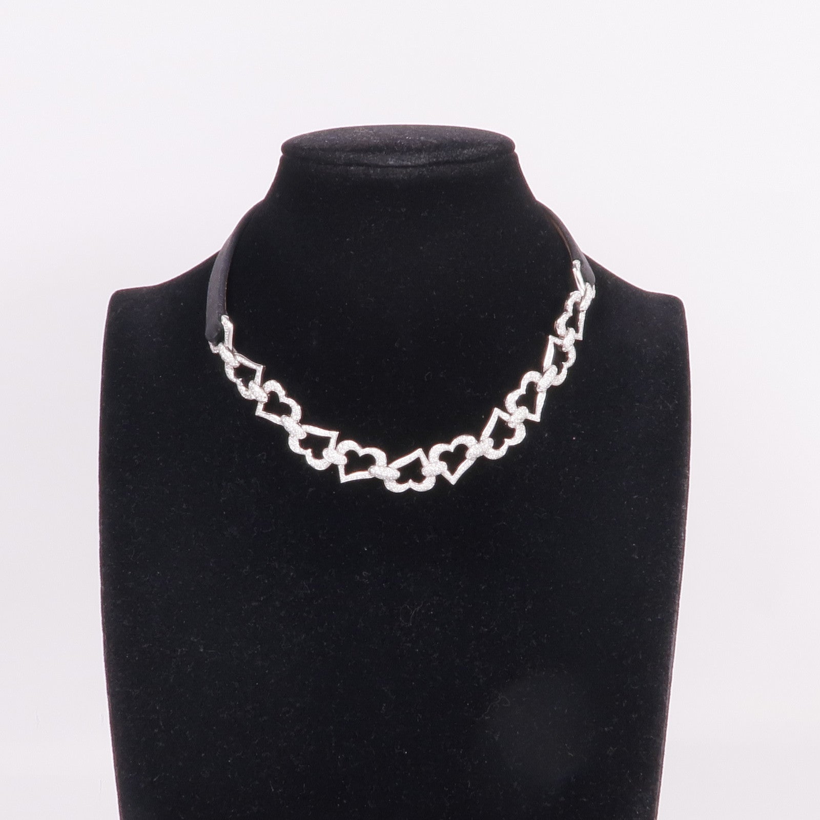 PIAGET 18K白金/皮革Diamond Choker鑽石項鍊