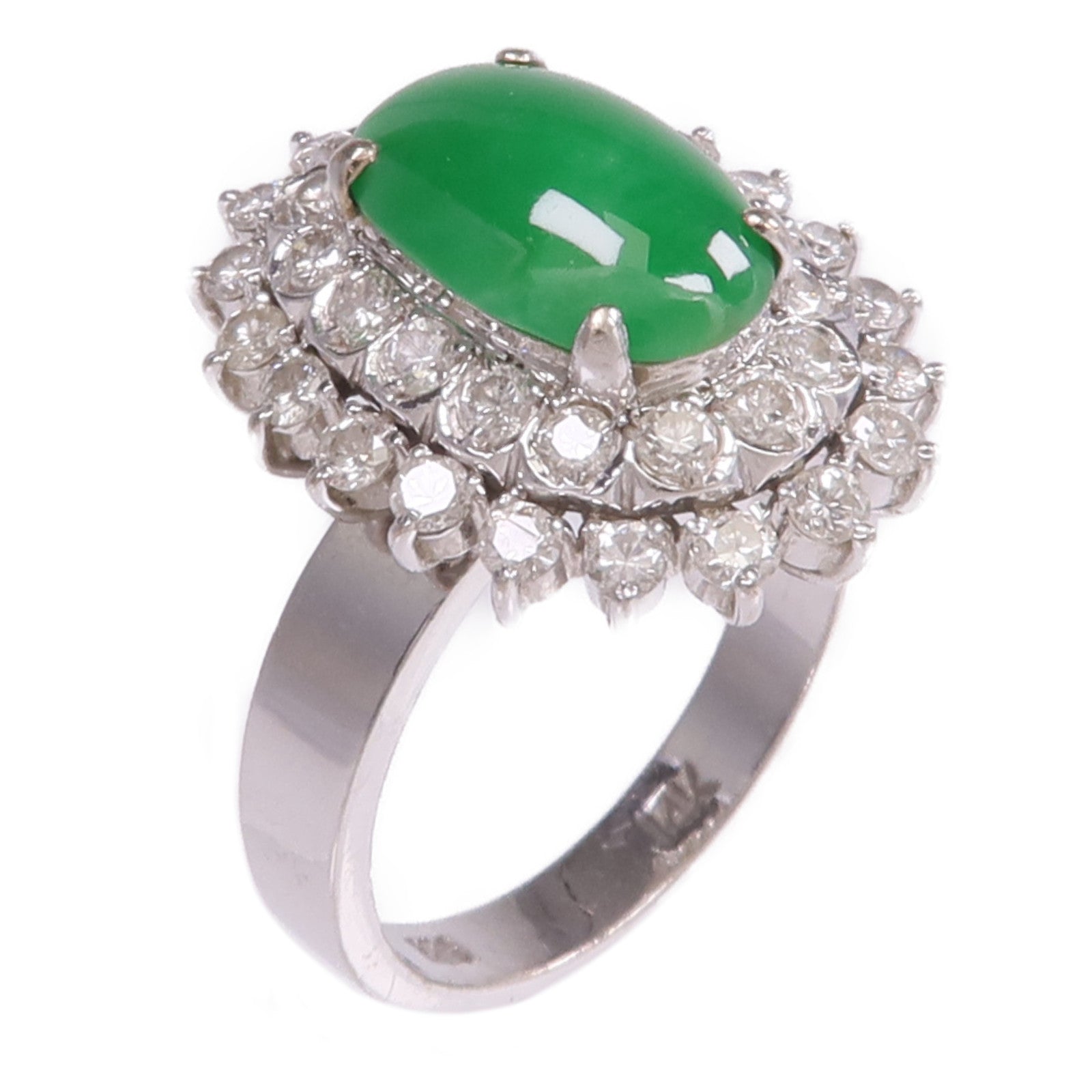 JEWELRY 14K白金Jade Diamond Ring翡翠/鑽石戒指
