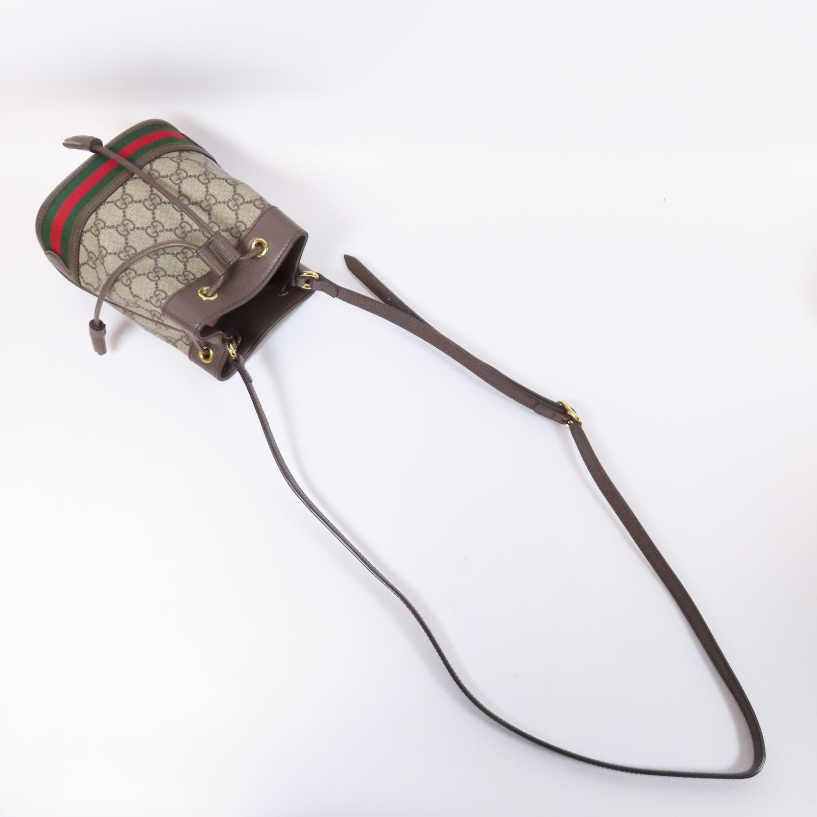 GUCCI 塗層帆布Ophidia Bucket Bag金扣肩背袋啡色
