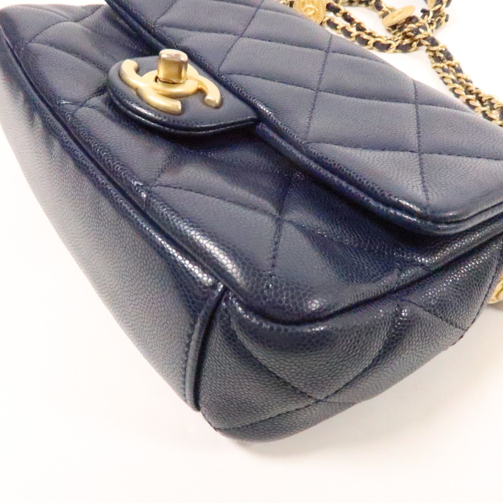 CHANEL 牛皮皮革Chain Shoulder Bag金扣鏈帶肩背袋